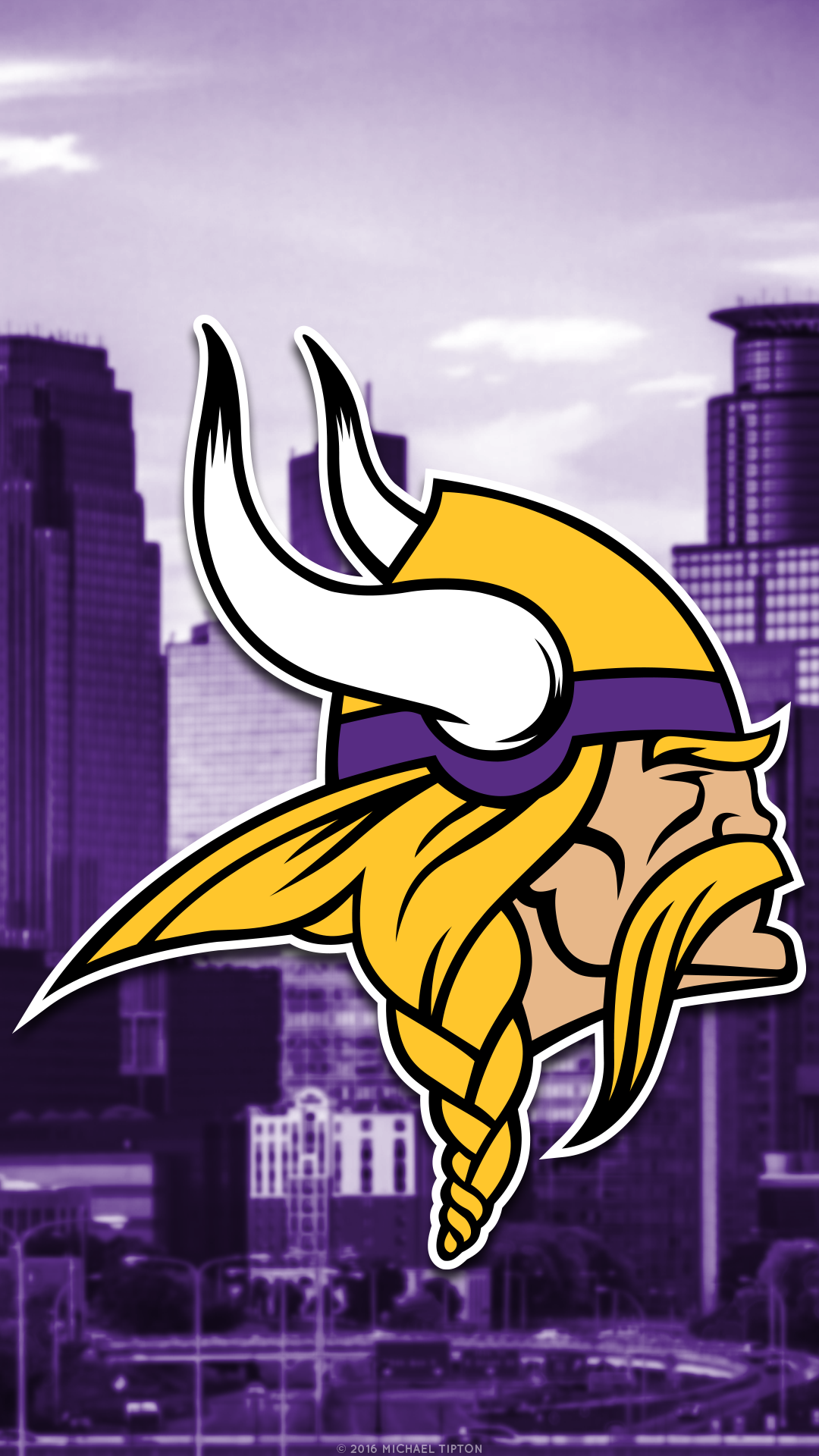 Logo Minnesota Vikings, skyline viola, 1080x1920 Verticale, Mobile