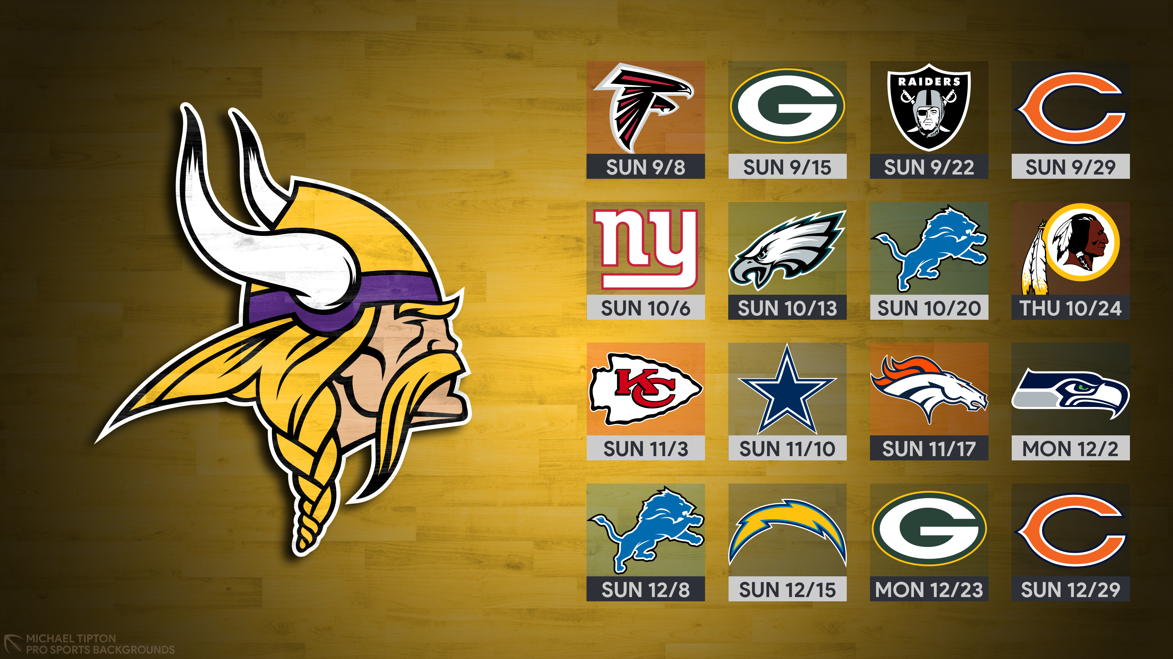 Calendario Minnesota Vikings NFL, 3840x2160 4K, Desktop 4K