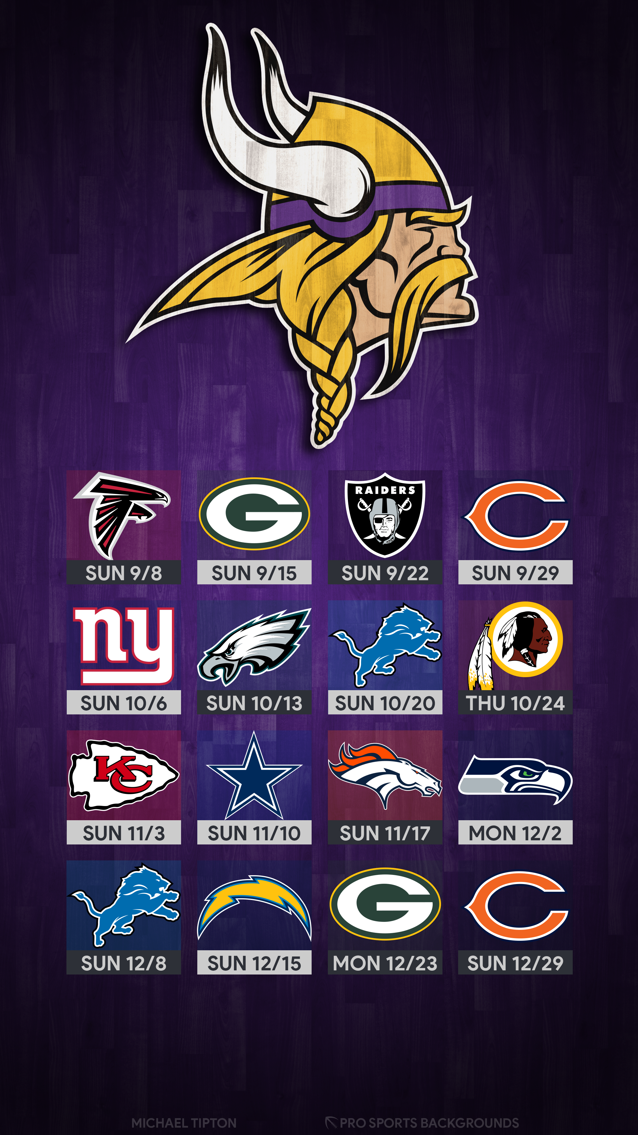 Logo Minnesota Vikings NFL, 2160x3840 Verticale, Mobile