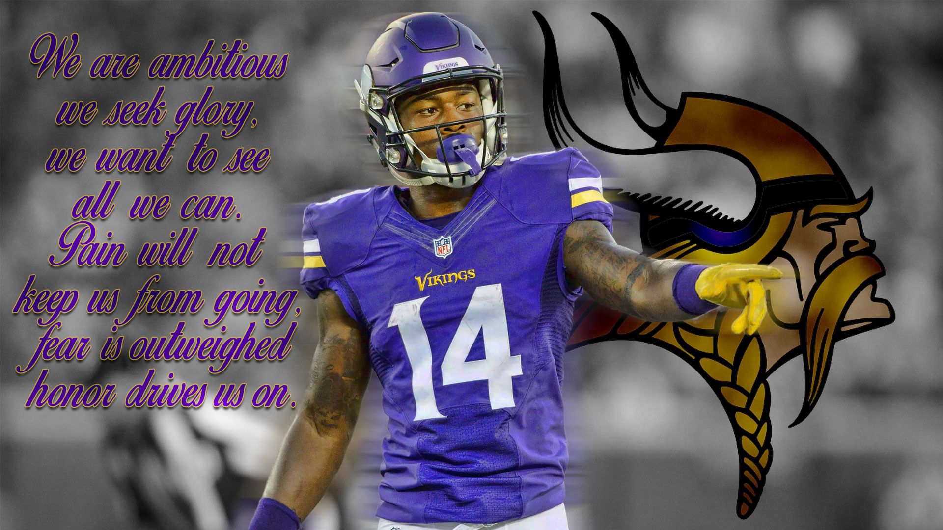 Giocatore Minnesota Vikings con logo, 1920x1080 Full HD, PC