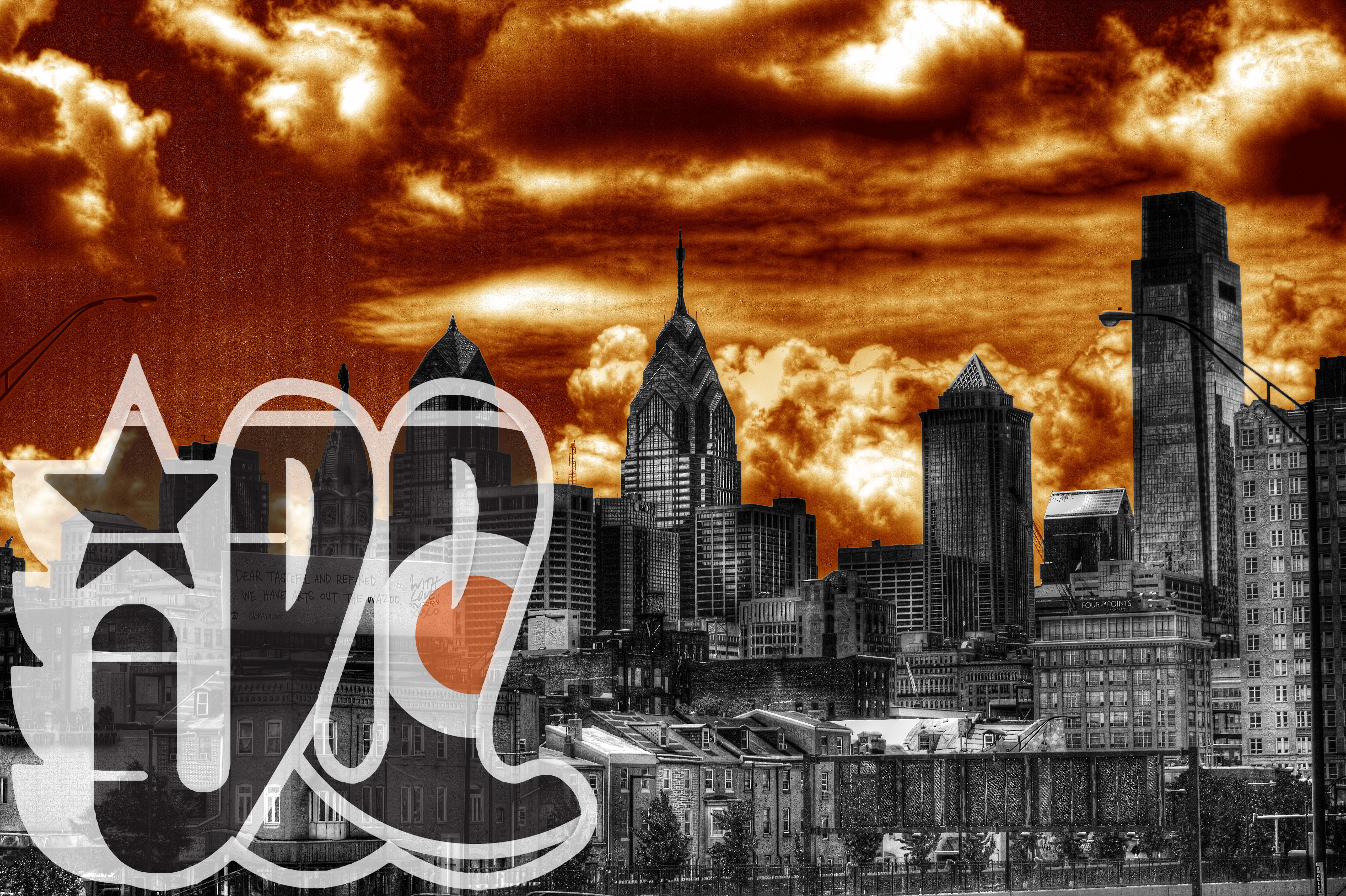 Skyline Philadelphia cielo arancione, 5634x3753 Ultra HD, 4K TV