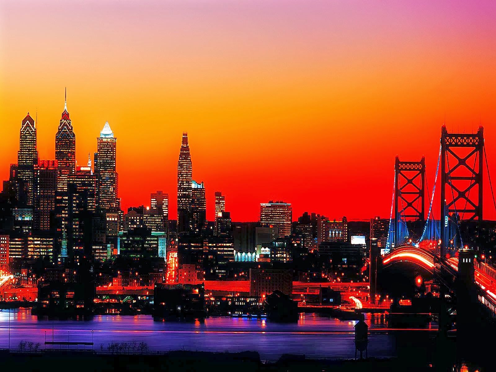 Skyline Philadelphia al tramonto, 1600x1200 HD, Laptop