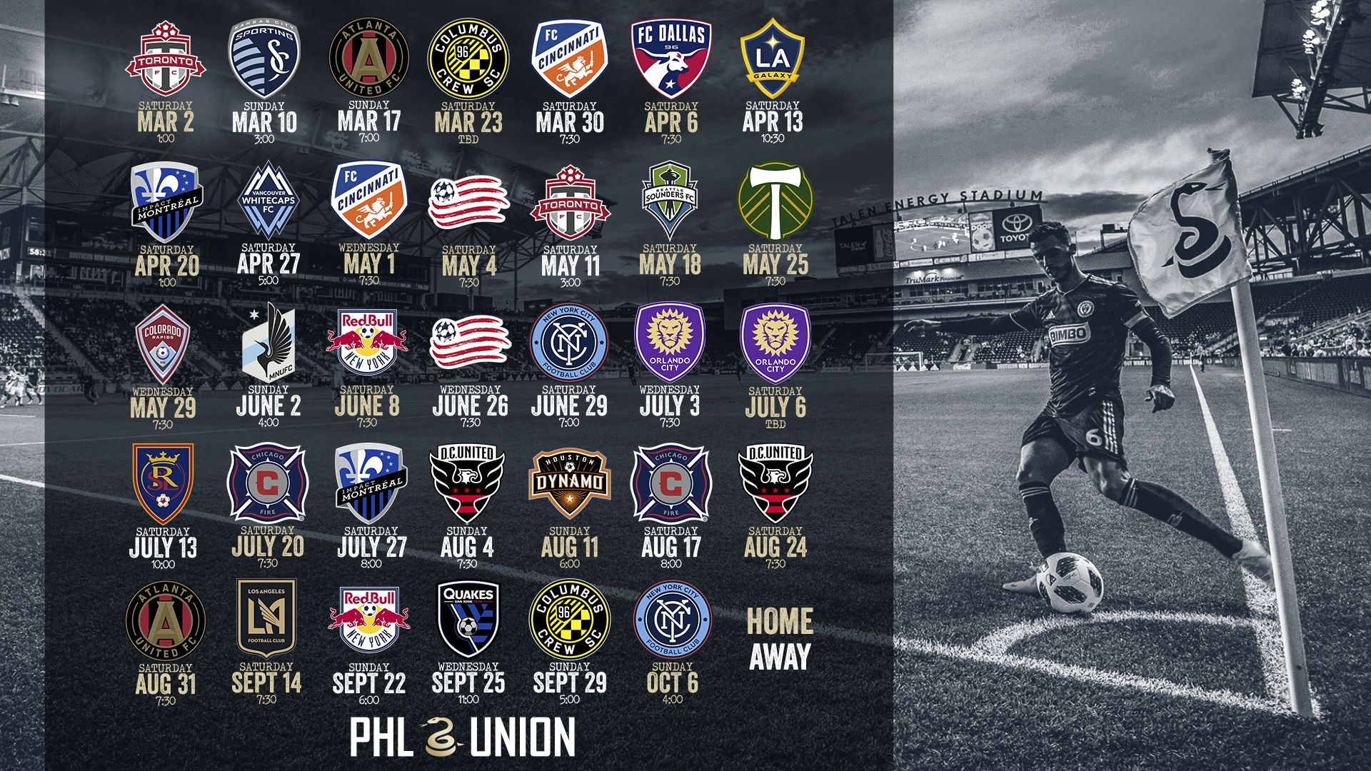 Calendario partite Philadelphia Union 2019, 1920x1080 Full HD, PC Desktop