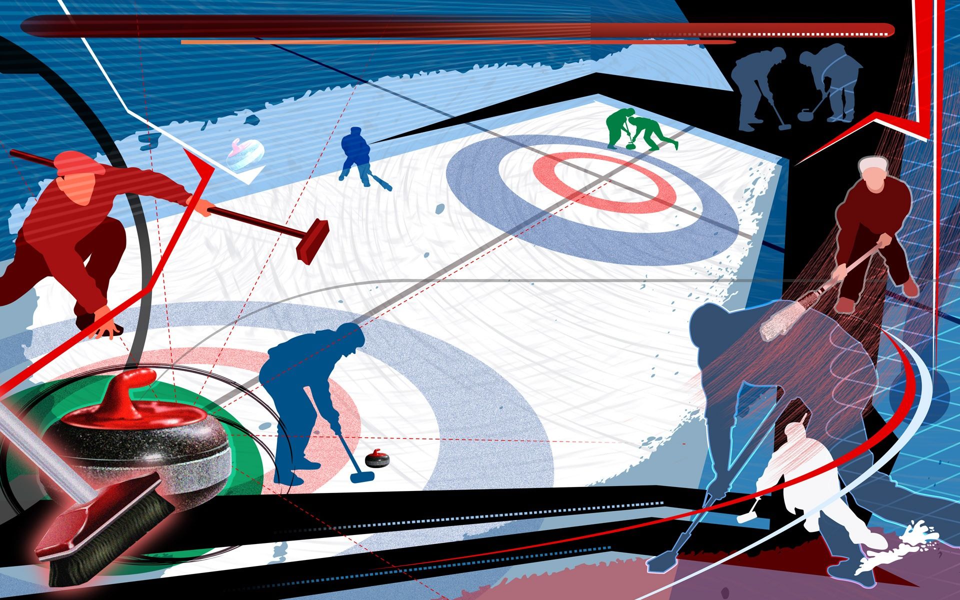 Curling astratto illustrazione sportiva, 1920x1200 WUXGA, Desktop
