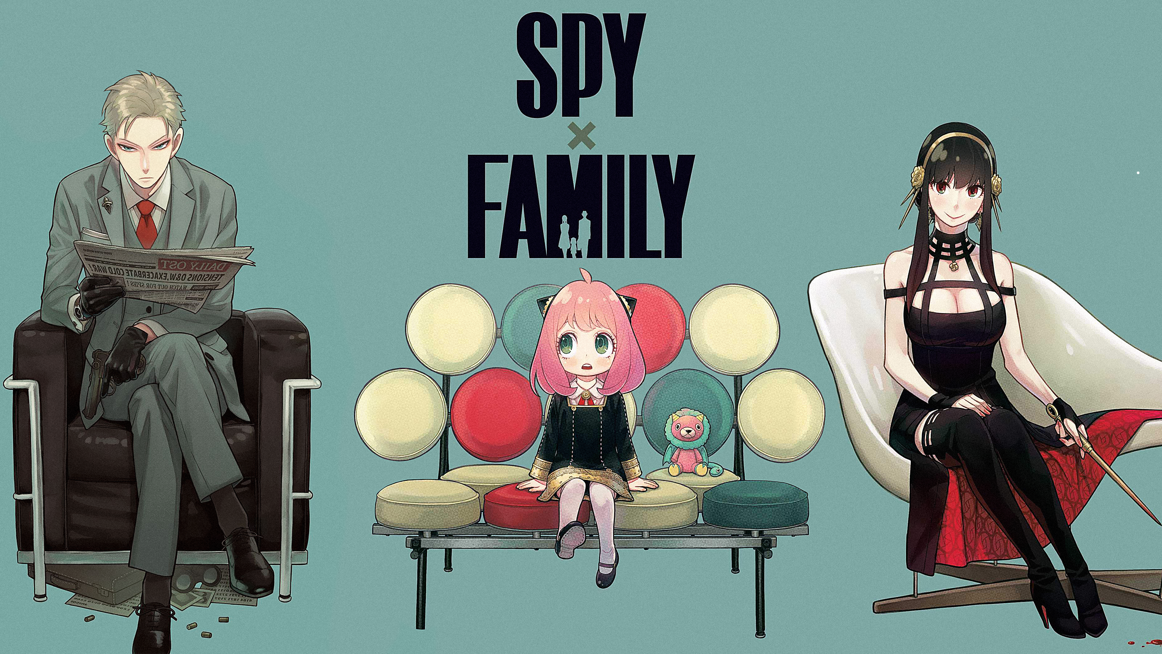 Personaggi Spy x Family sul divano, Tatsuya Endo, 3840x2160 4K Ultra HD, Monitor 4K