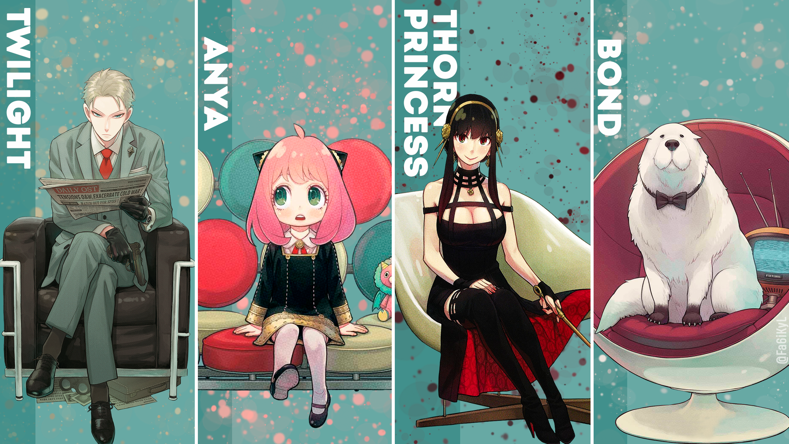 Spy x Family personaggi seduti, 2560x1440 2K QHD, PC
