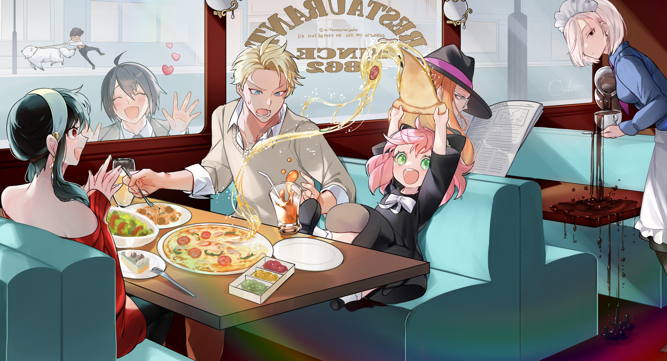 Famiglia Spy x Family al ristorante, Tatsuya Endo, 2219x1200 Hi-Res, PC