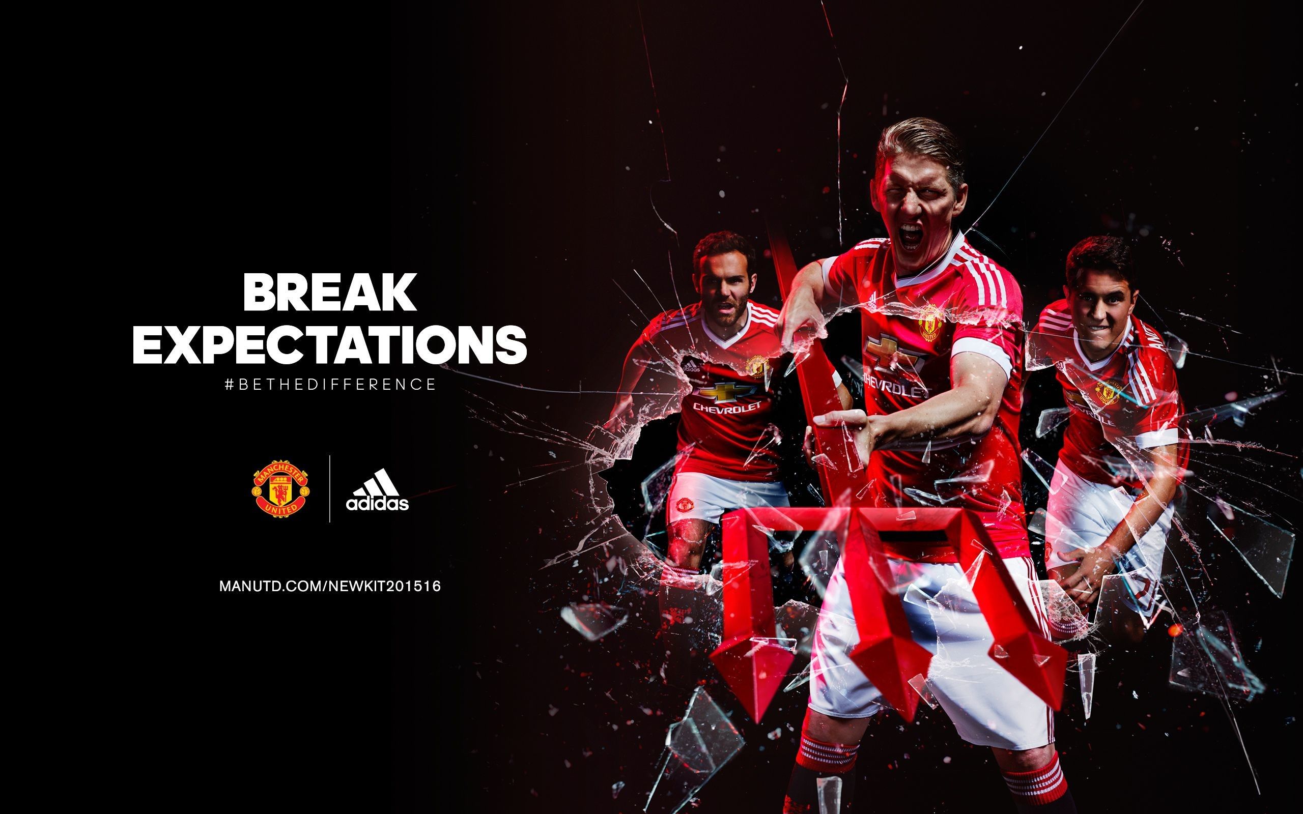 Manchester United Adidas pubblicità, abbigliamento sportivo, 2560x1600 WQXGA, Desktop