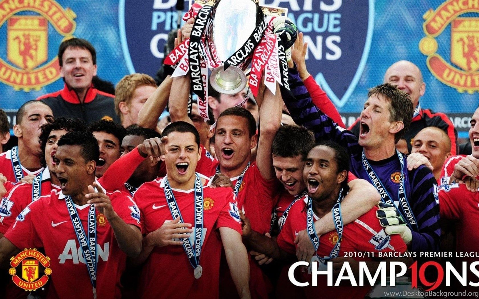Manchester United campioni con trofeo, 1680x1050 HD Ready, Desktop