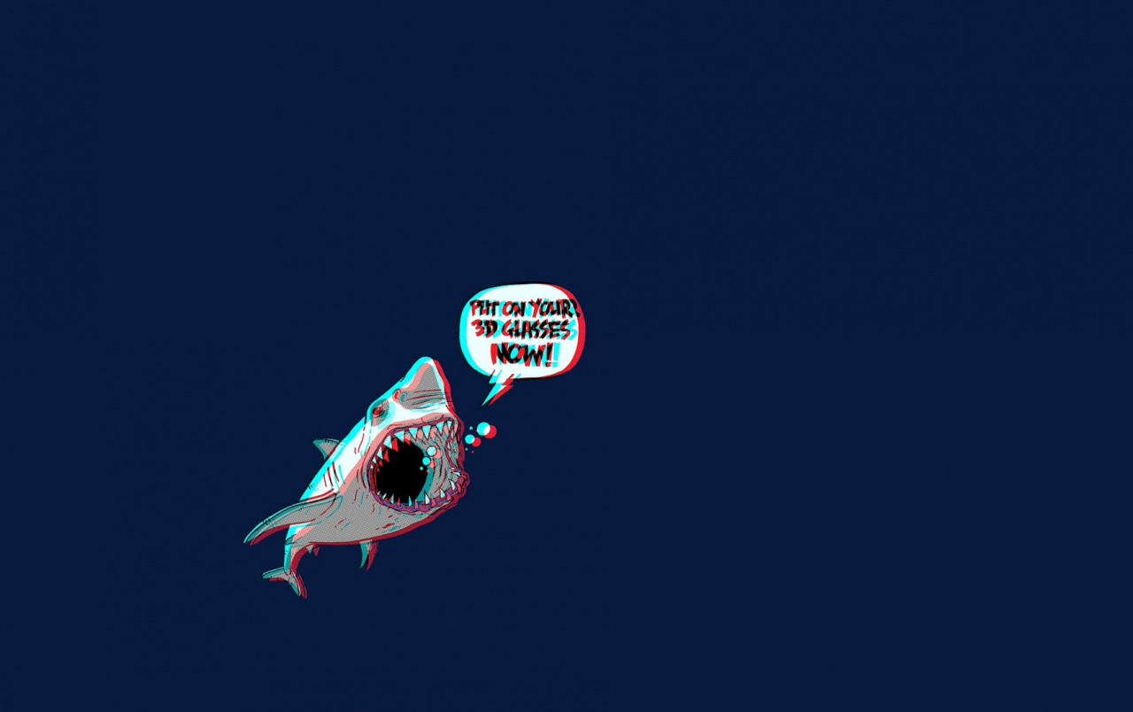 Squalo cartoon con fumetto testo, 1280x804 720p, PC