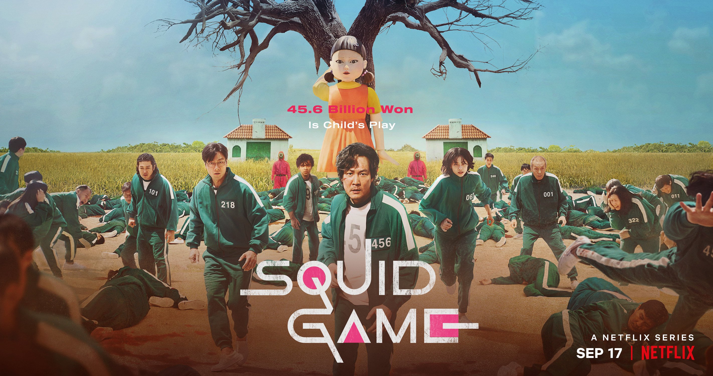 Poster Squid Game concorrenti tuta verde, 2845x1500 QHD, Laptop