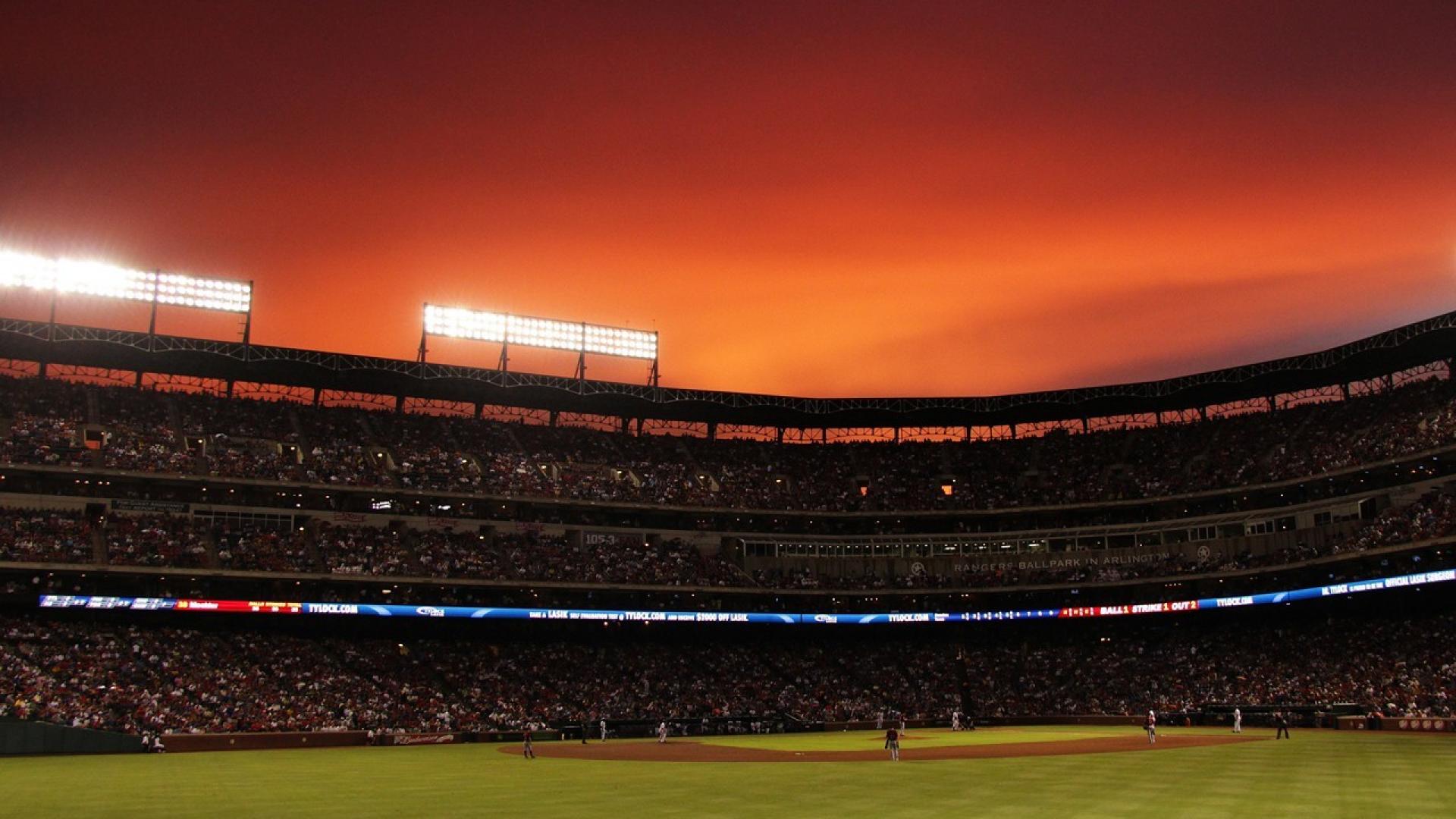 Stadio baseball tramonto arancione, 1920x1080 Full HD 1080p, PC Desktop