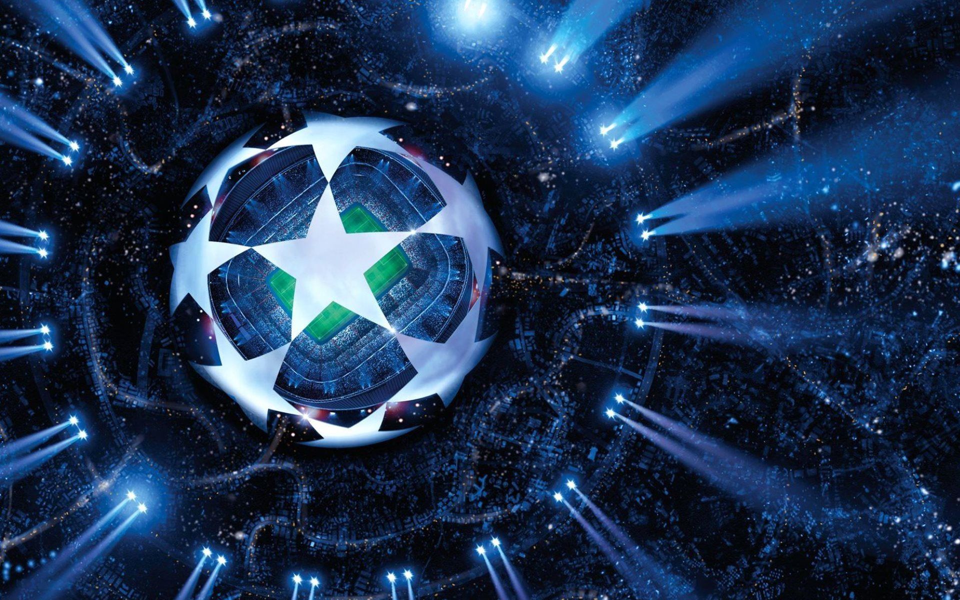 Pallone Champions League stelle blu, 1920x1200 WUXGA, PC
