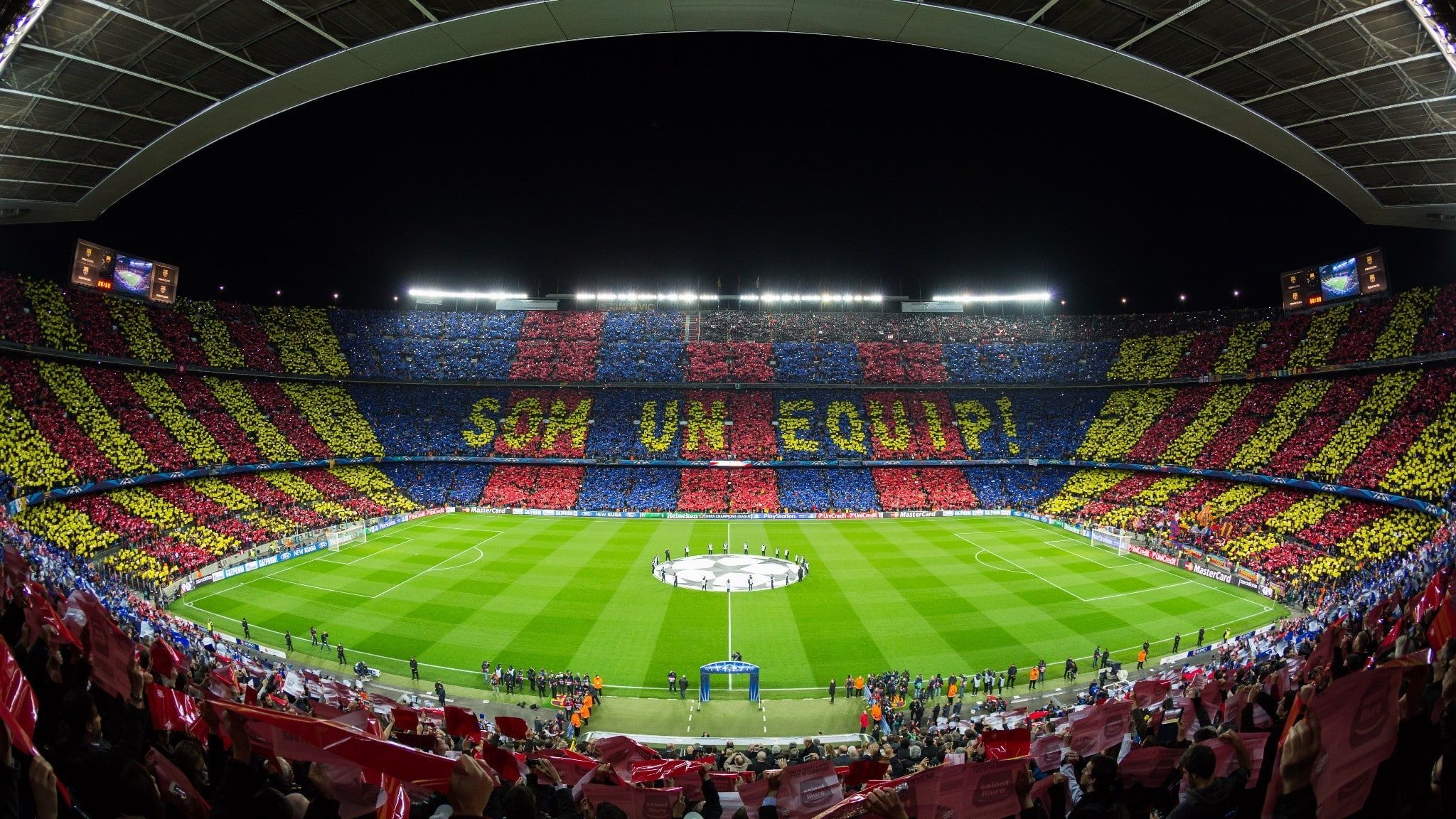 Camp Nou tifosi mosaico notturno, 2048x1152 2K, Desktop