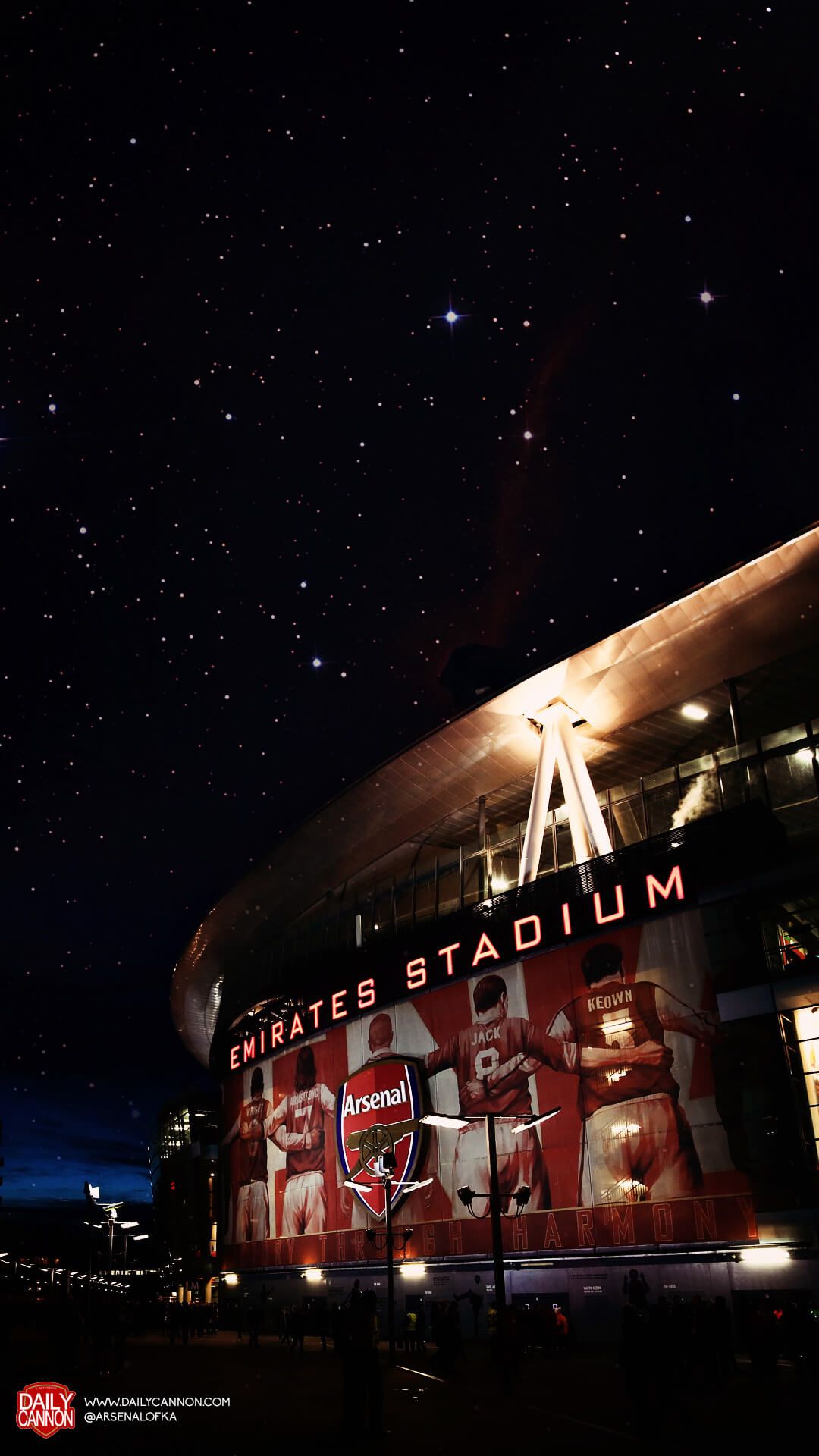 Emirates Stadium notturno, Arsenal, 1080x1920 Full HD Verticale, Smartphone