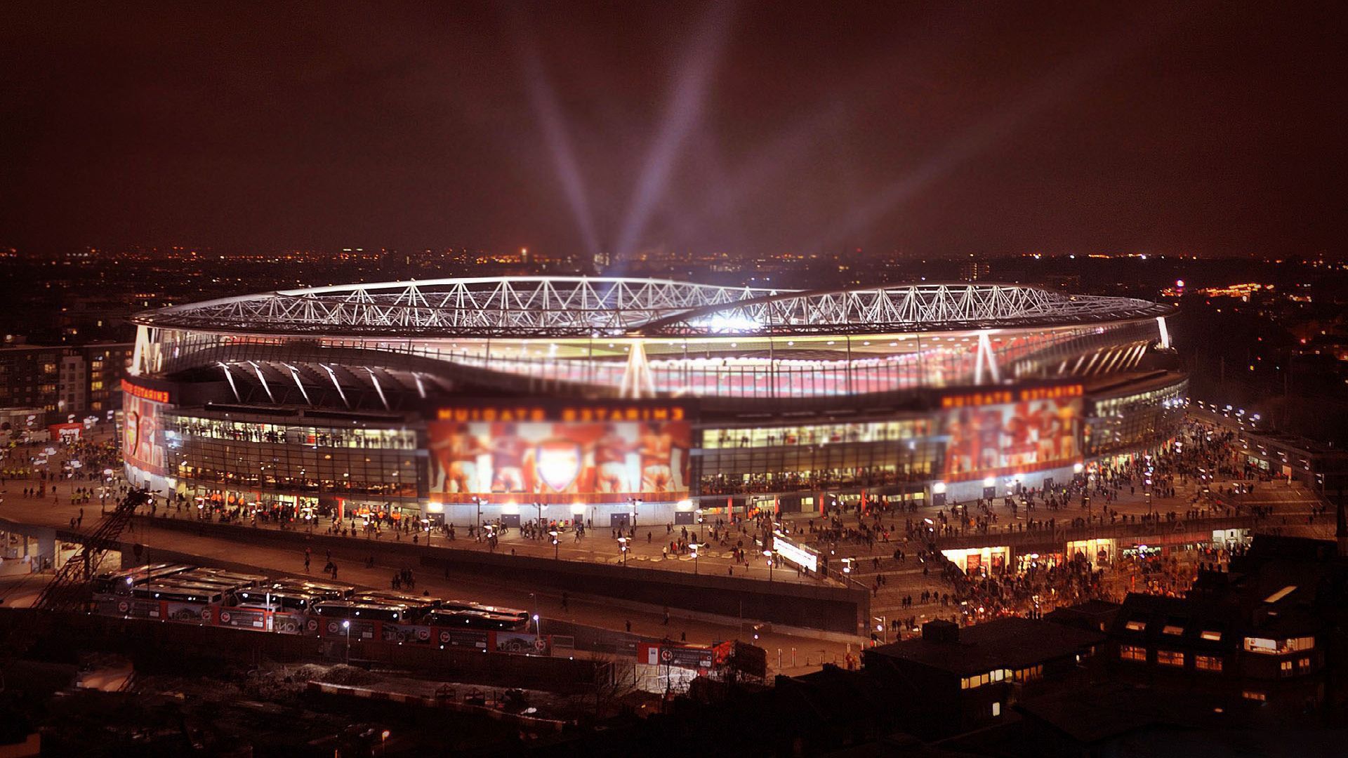 Emirates Stadium notturno illuminato, Arsenal, 1920x1080 Full HD, Desktop