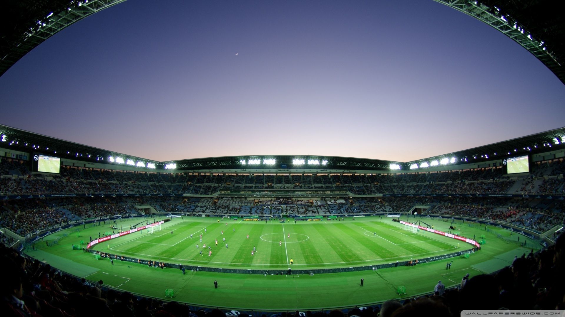 Campo da calcio notturno bianco e nero, 1920x1080 Full HD, Laptop
