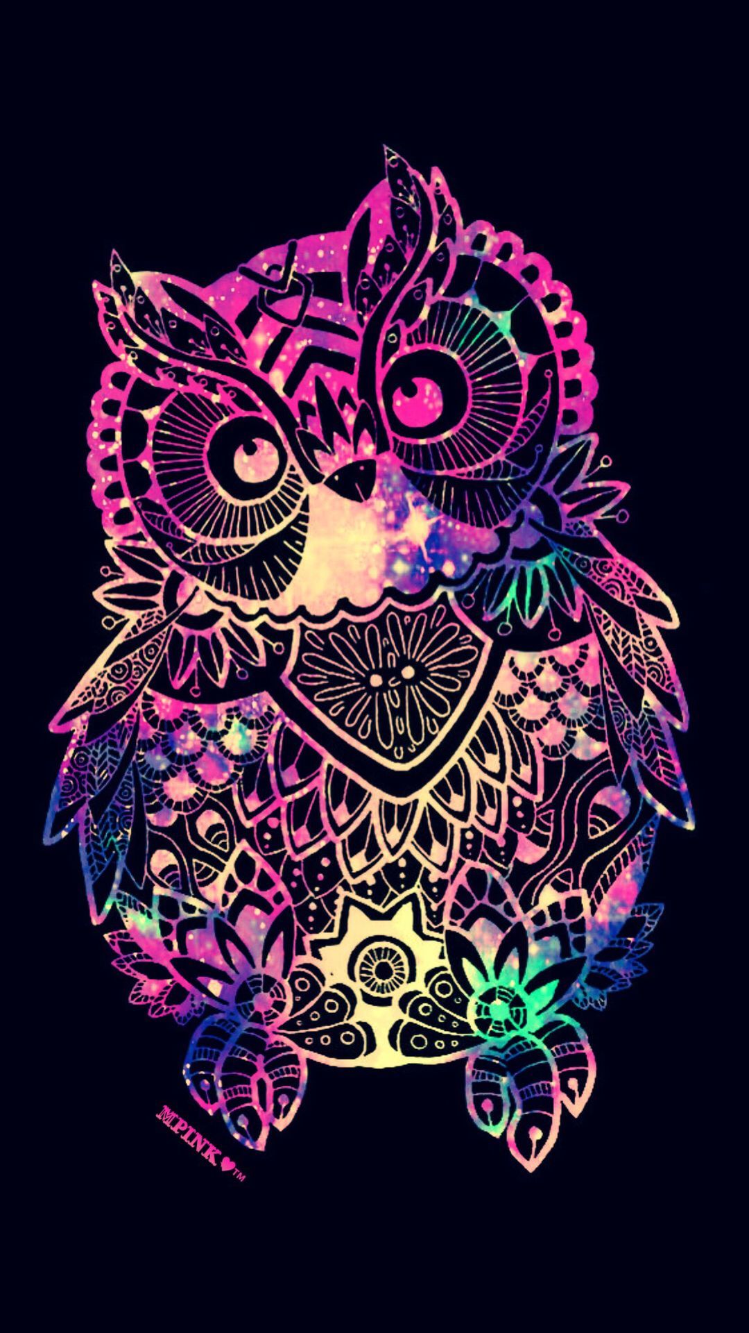Gufo tribale neon colorato, 1080x1920 Full HD Verticale, iPhone