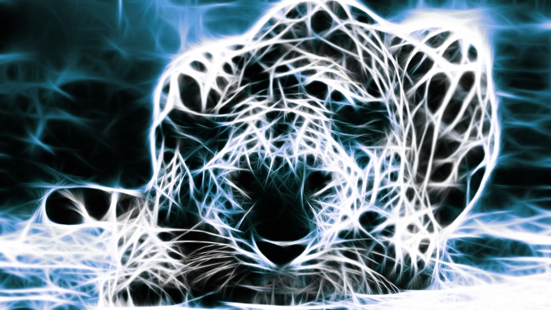 Ghepardo frattale neon blu, 1920x1080 1080p, PC