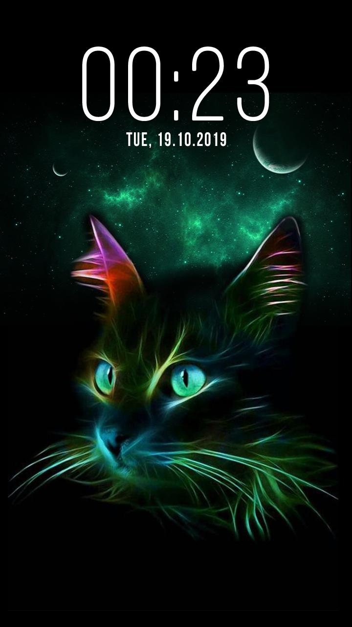 Gatto neon galassia scuro, 720x1280 Full HD Verticale, Realme
