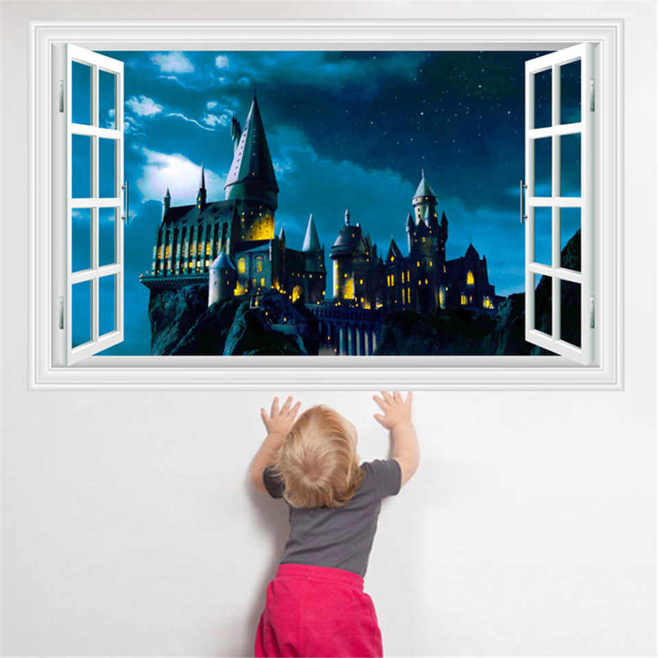Finestra 3D castello Hogwarts notturno, 960x960 HD, Laptop