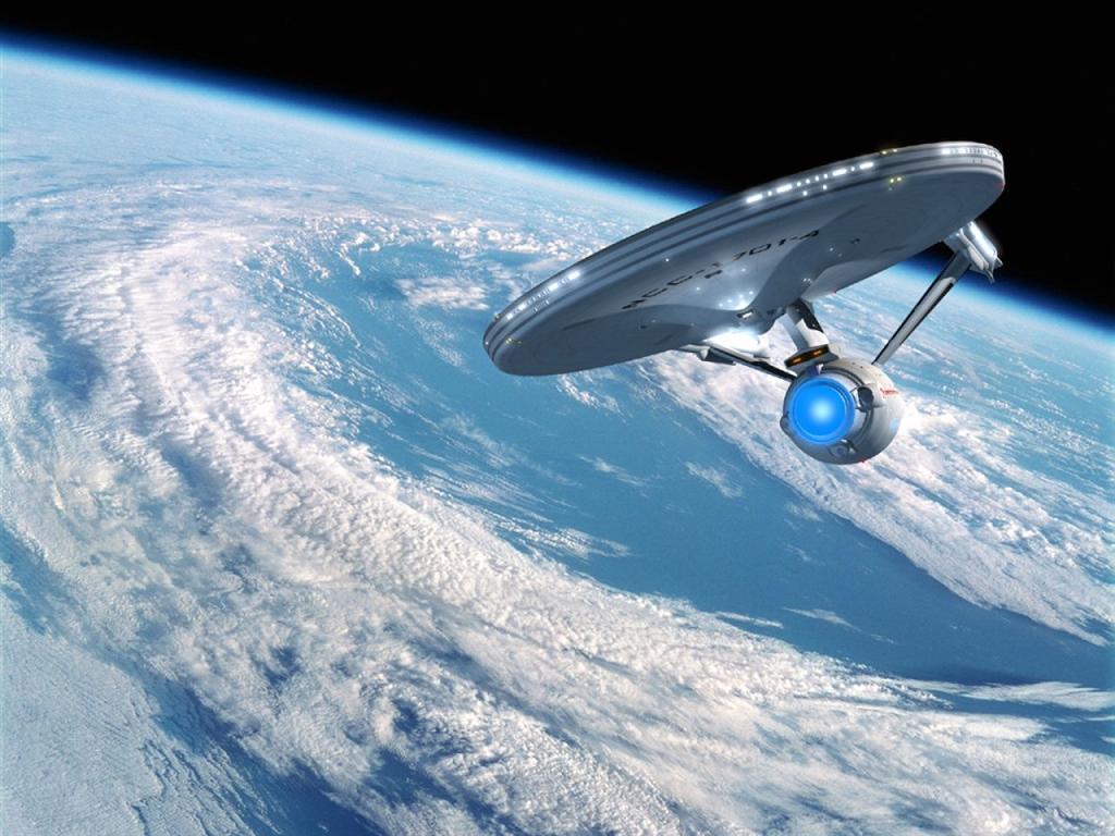 Astronave Enterprise orbita sulla Terra, 1024x768 HD, Desktop