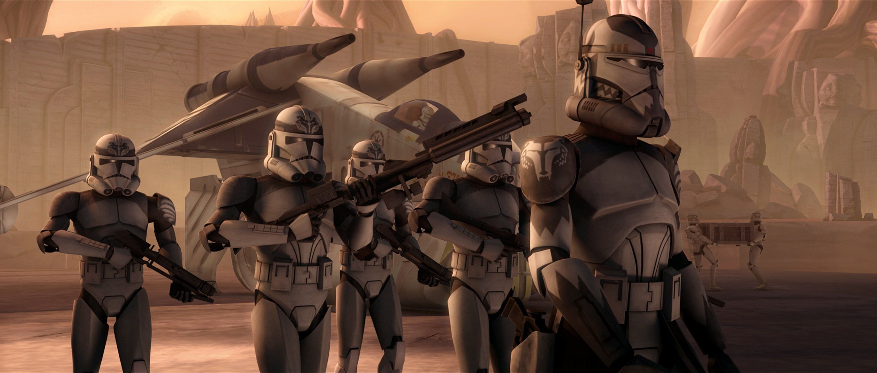 Cloni Star Wars con blaster, 3600x1533 Ultrawide, Dual Monitor