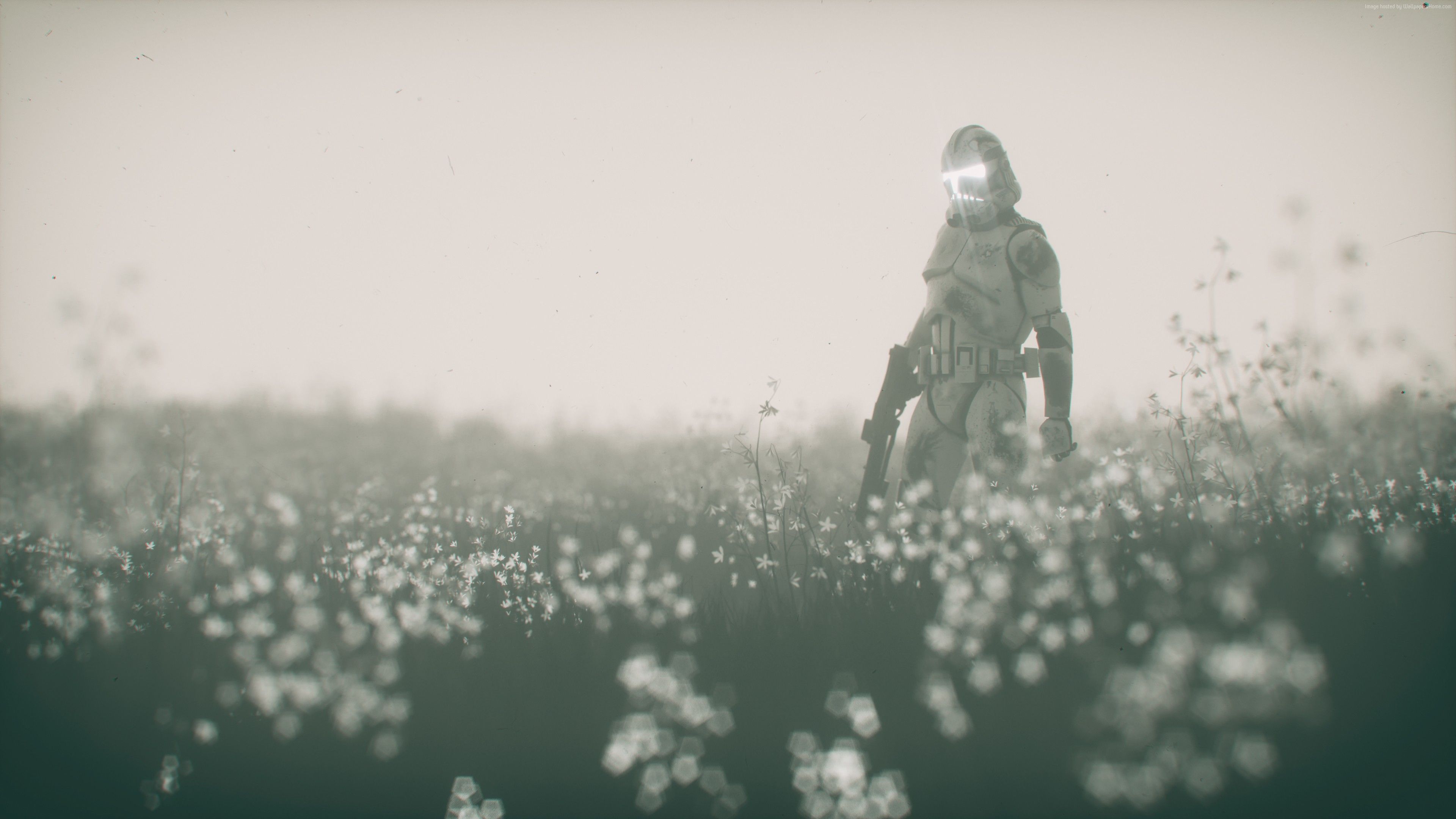 Clone Trooper in campo fiorito, 3840x2160 Ultra HD, 4K TV