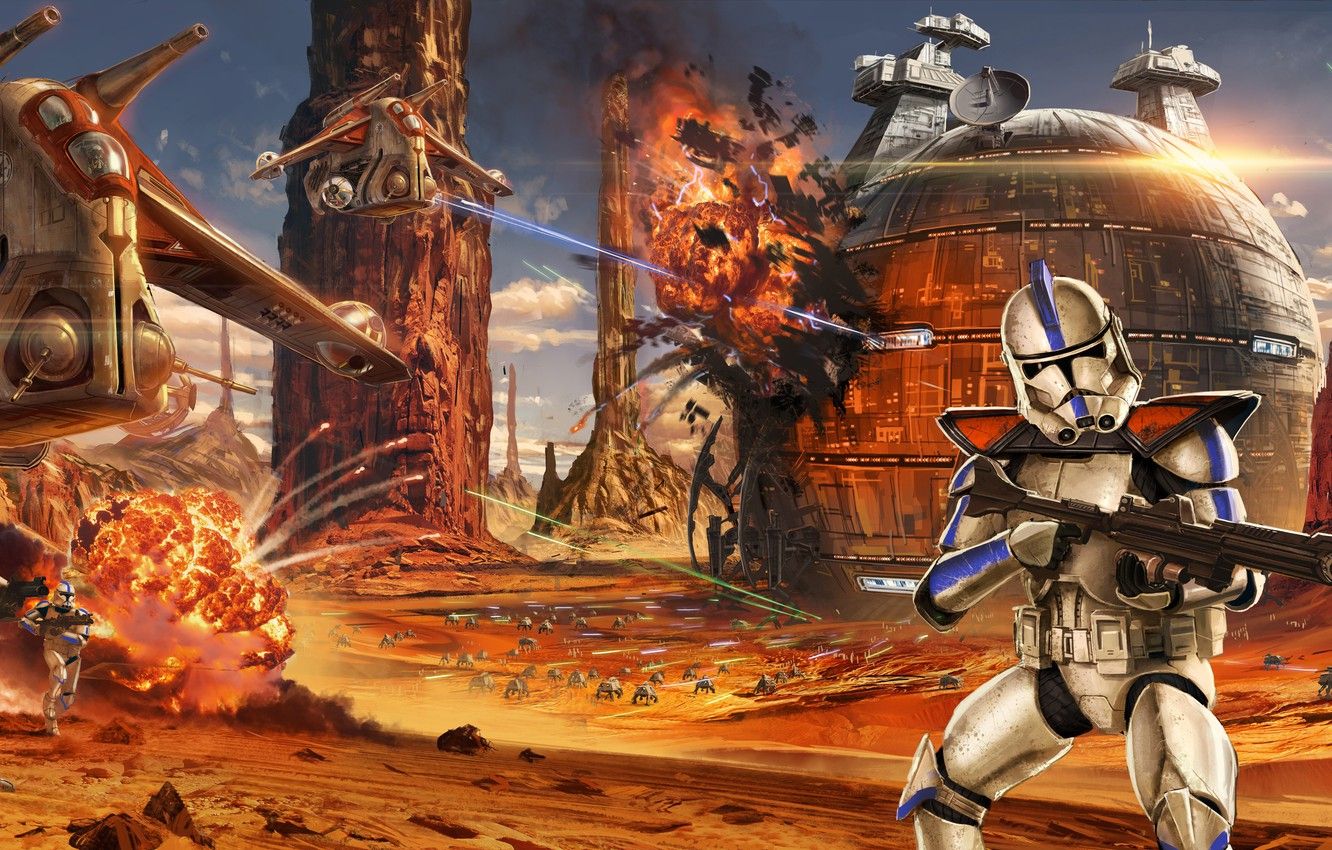 Soldato clone battaglia Star Wars, 1332x850 720p, PC