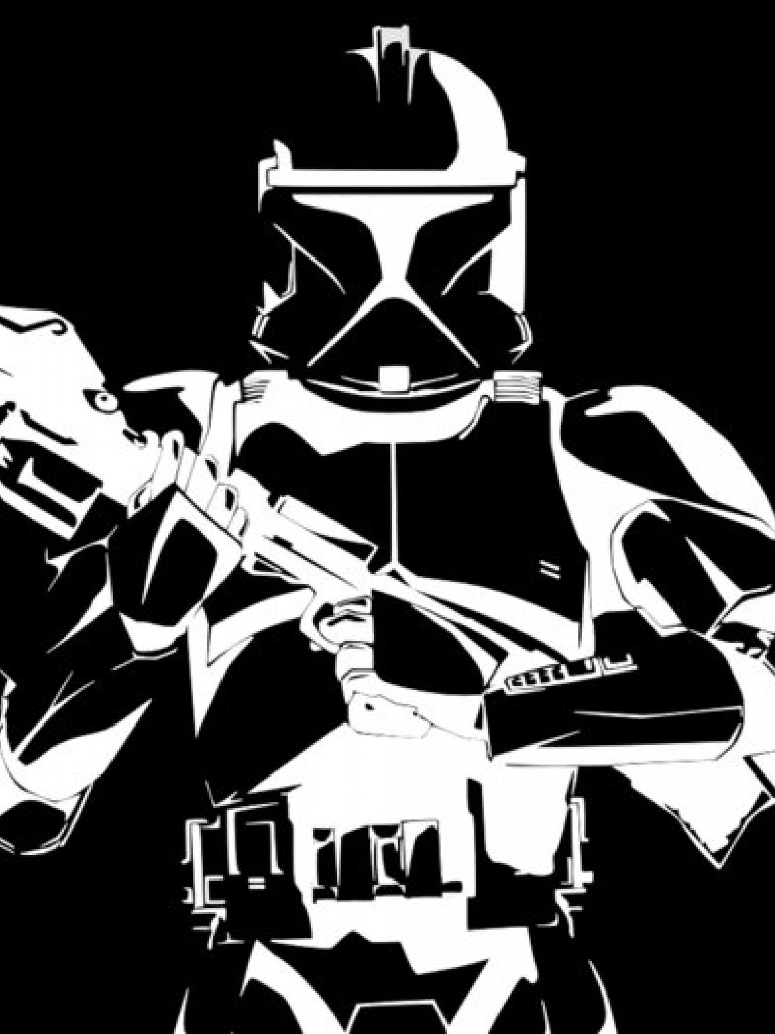 Clone trooper Star Wars bianco e nero, Jedi, 1536x2048 Full HD Verticale, iPhone