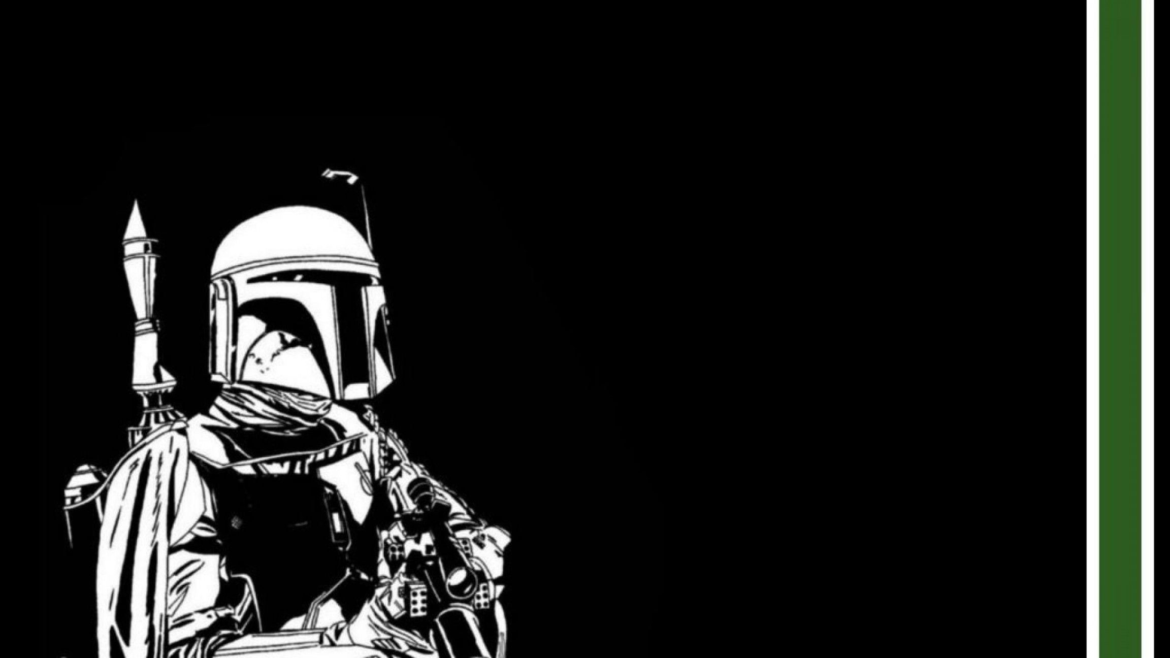 Boba Fett Star Wars bianco nero, 2304x1296 Hi-Res, PC Desktop
