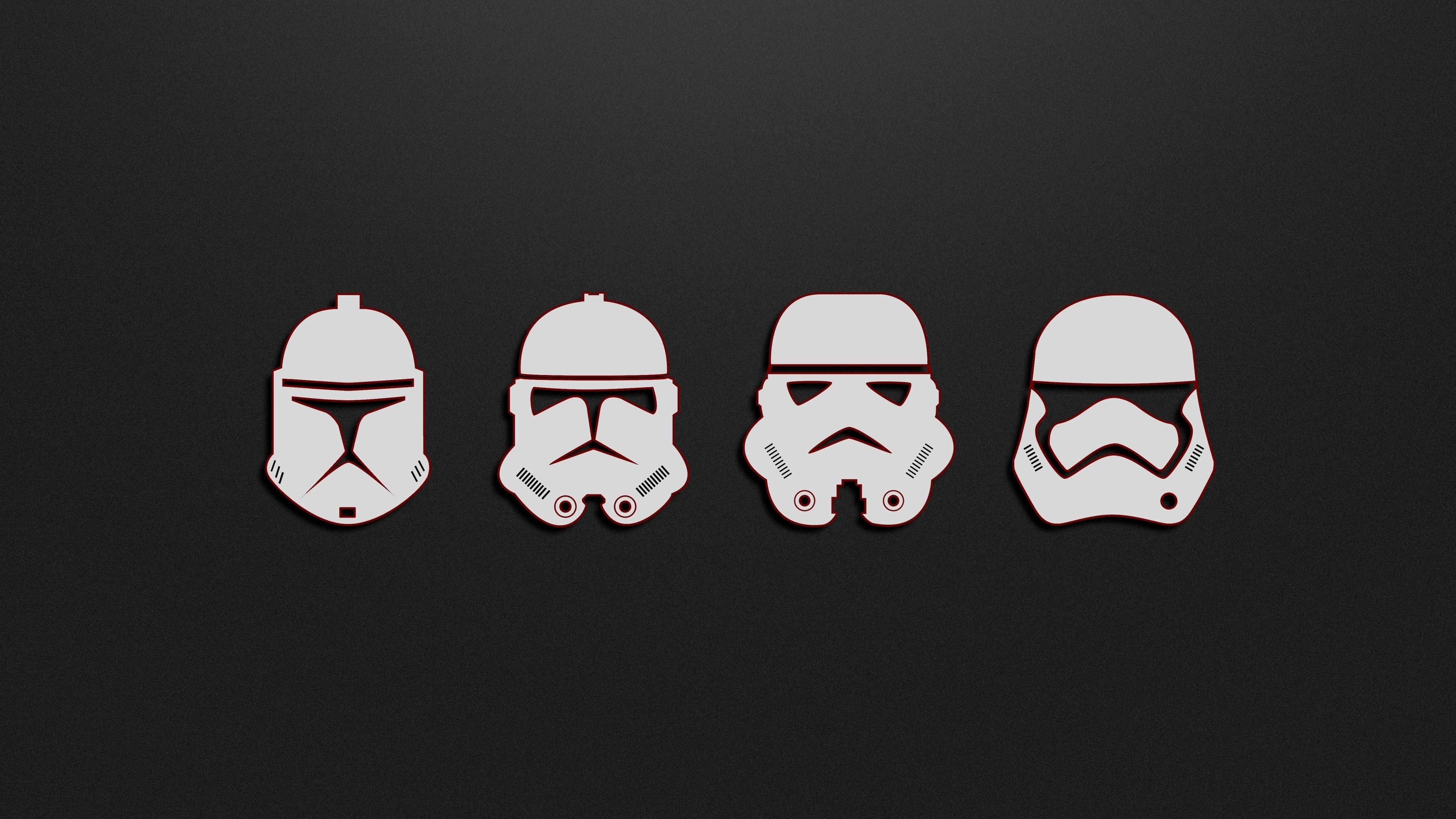 Caschi Stormtrooper minimal Star Wars, saga fantascientifica, 3840x2160 4K Ultra HD, Monitor 4K