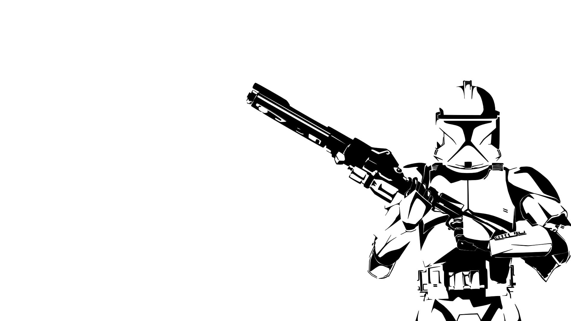 Clone trooper Star Wars bianco nero, 1920x1080 Full HD 1080p, PC Desktop