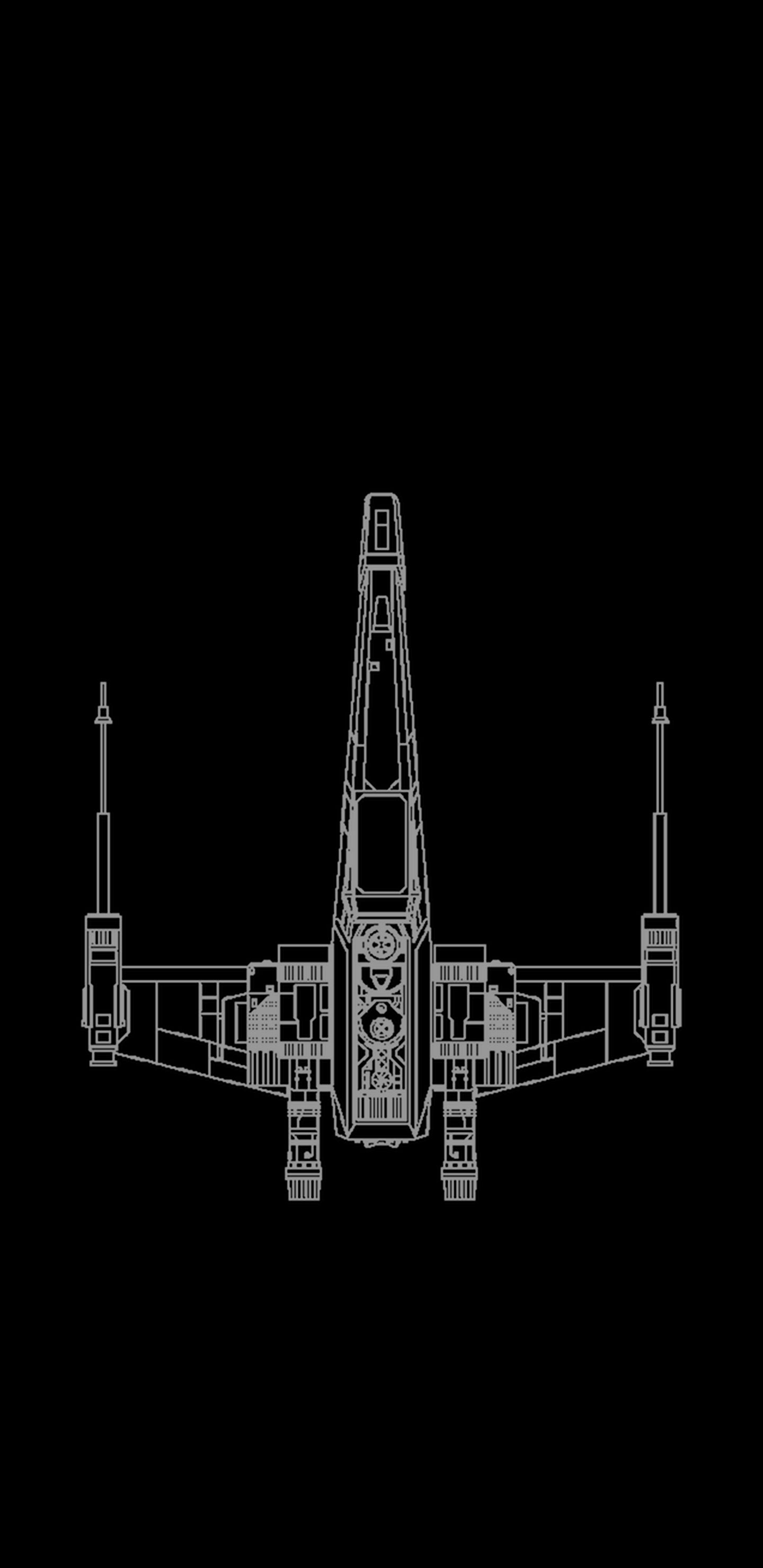 Caccia X-wing bianco e nero, 1440x2960 Full HD Verticale, iPhone