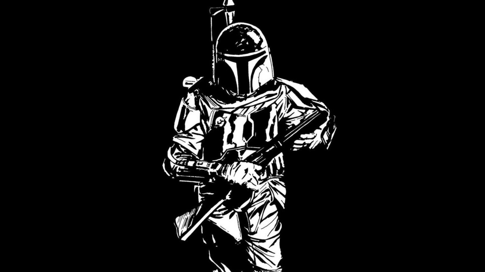 Boba Fett bianco e nero, 1920x1080 1080p, PC Desktop