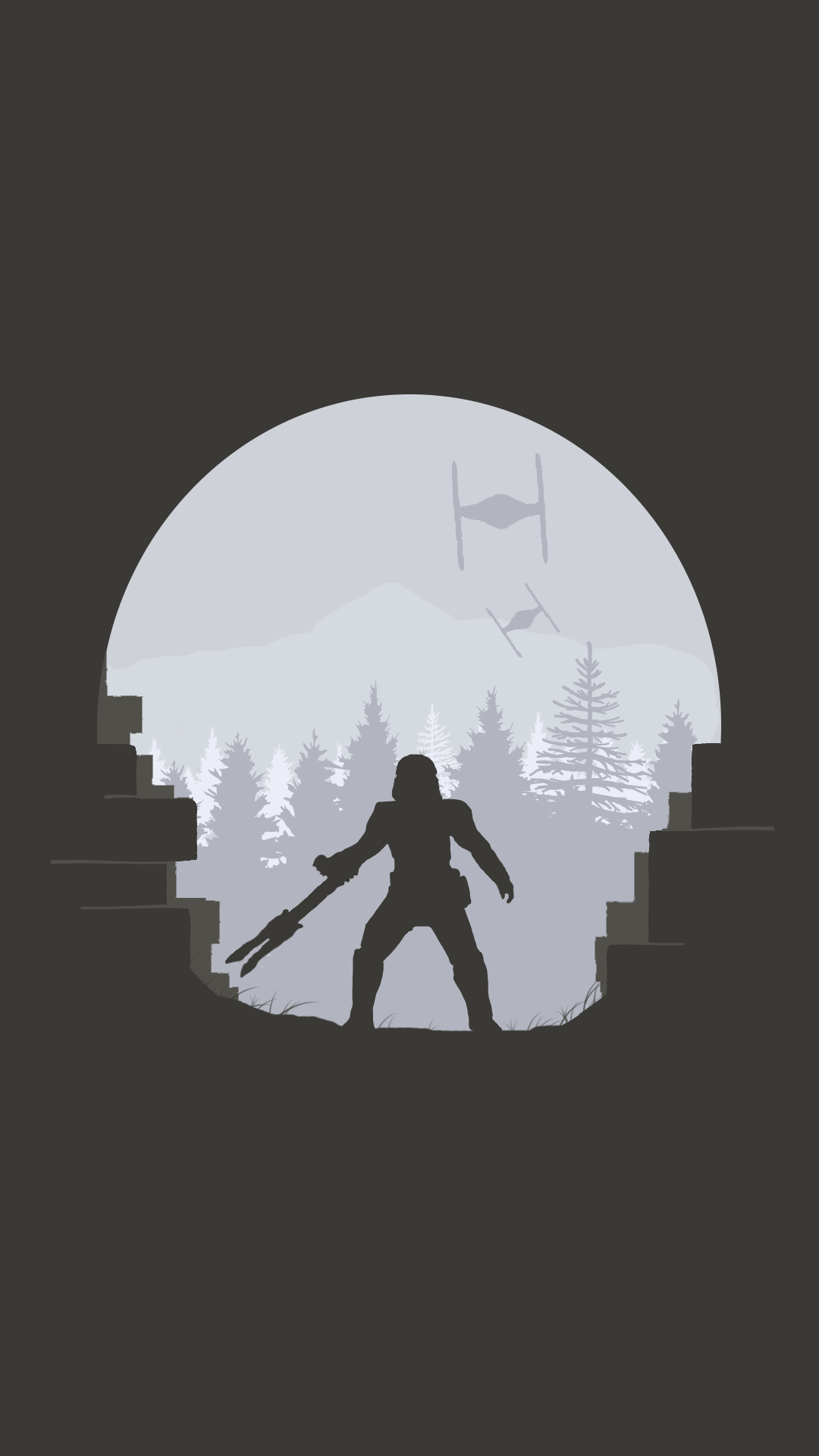 Silhouette guerriero Star Wars grigio, 1080x1920 Verticale, Telefono
