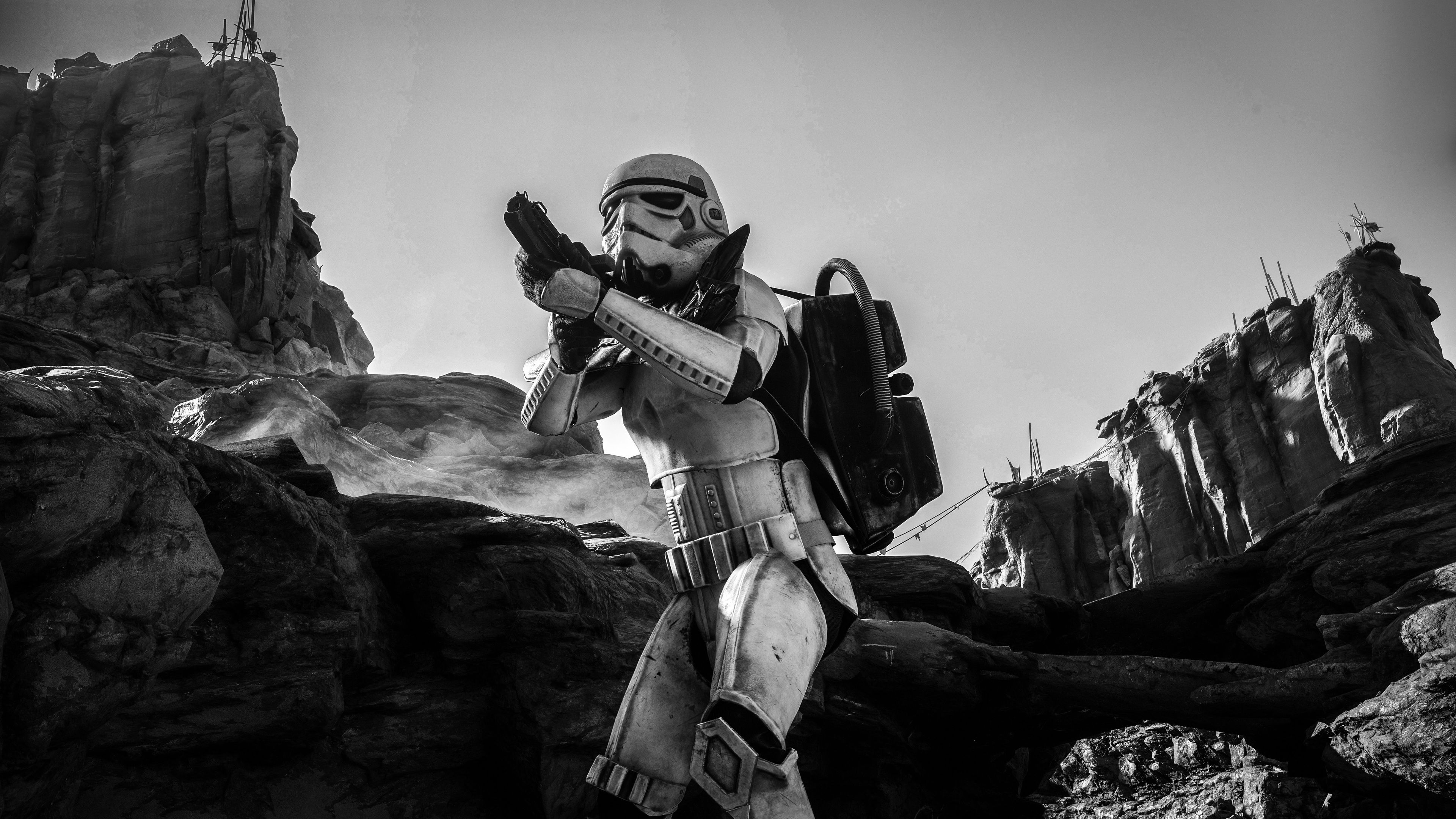Stormtrooper Star Wars bianco e nero, 3840x2160 UHD, PC 4K