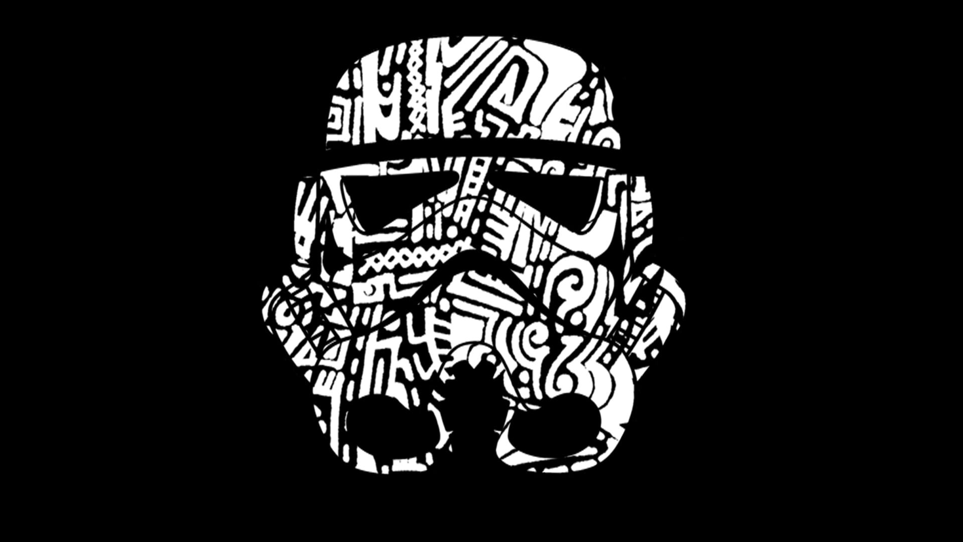 Casco Stormtrooper illustrazione bianco nero, 1920x1080 Full HD 1080p, PC