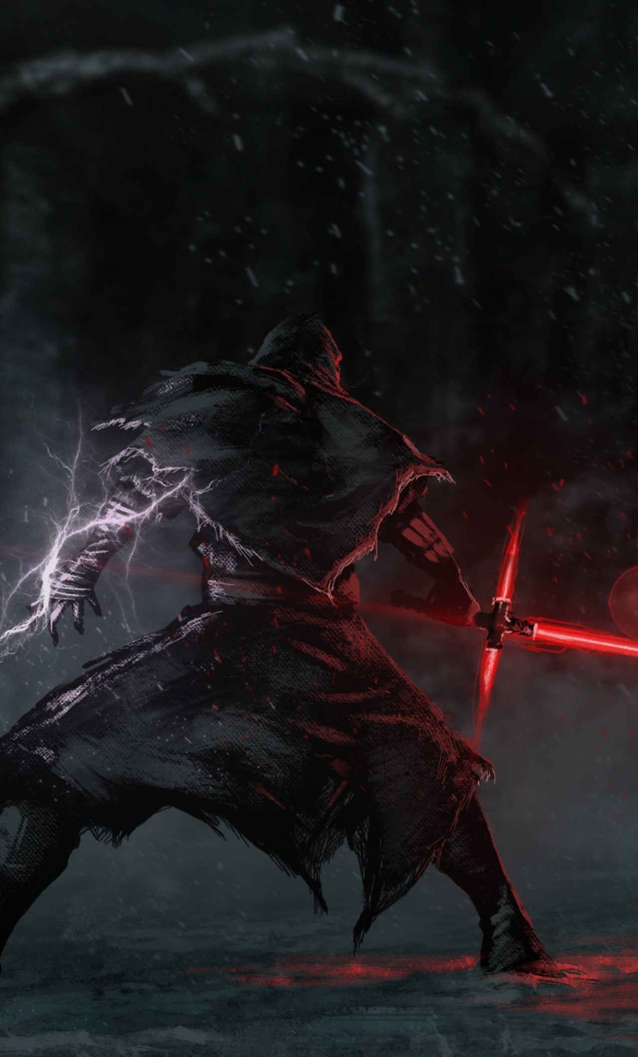 Kylo Ren spada laser rossa, 1280x2120 Verticale, Mobile