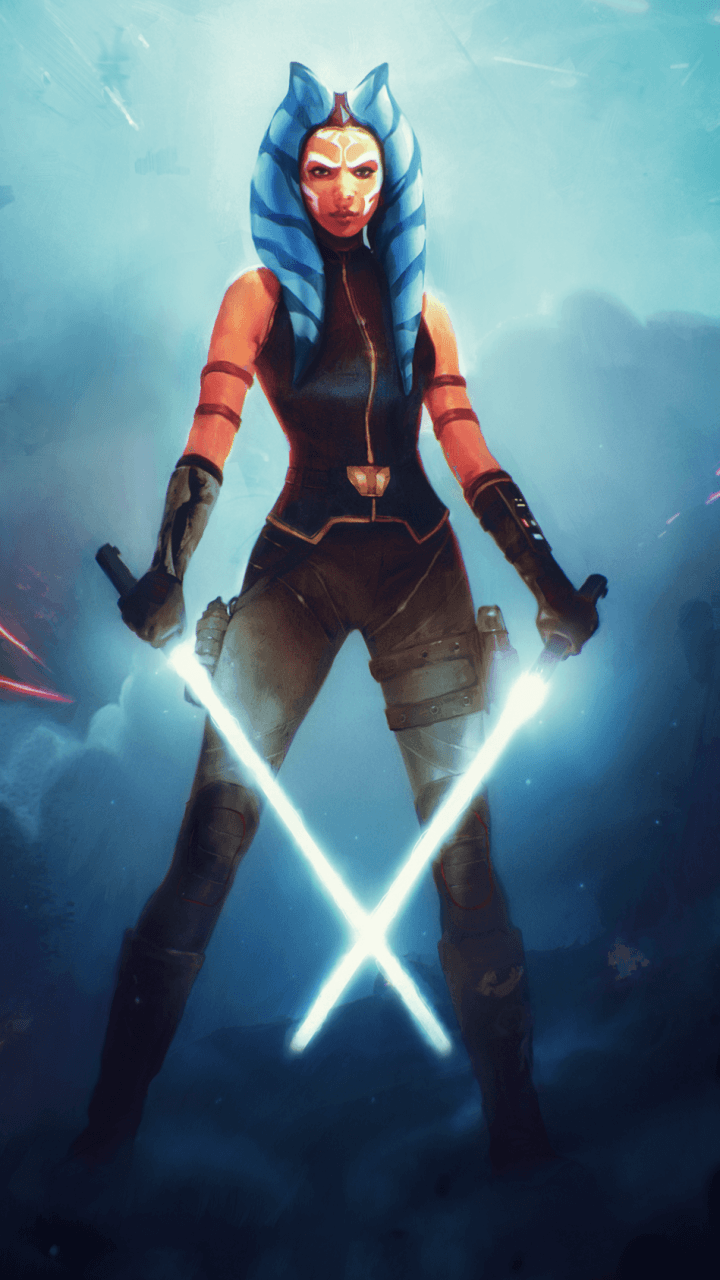 Ahsoka Tano con doppie spade laser, 720x1280 Verticale, Telefono