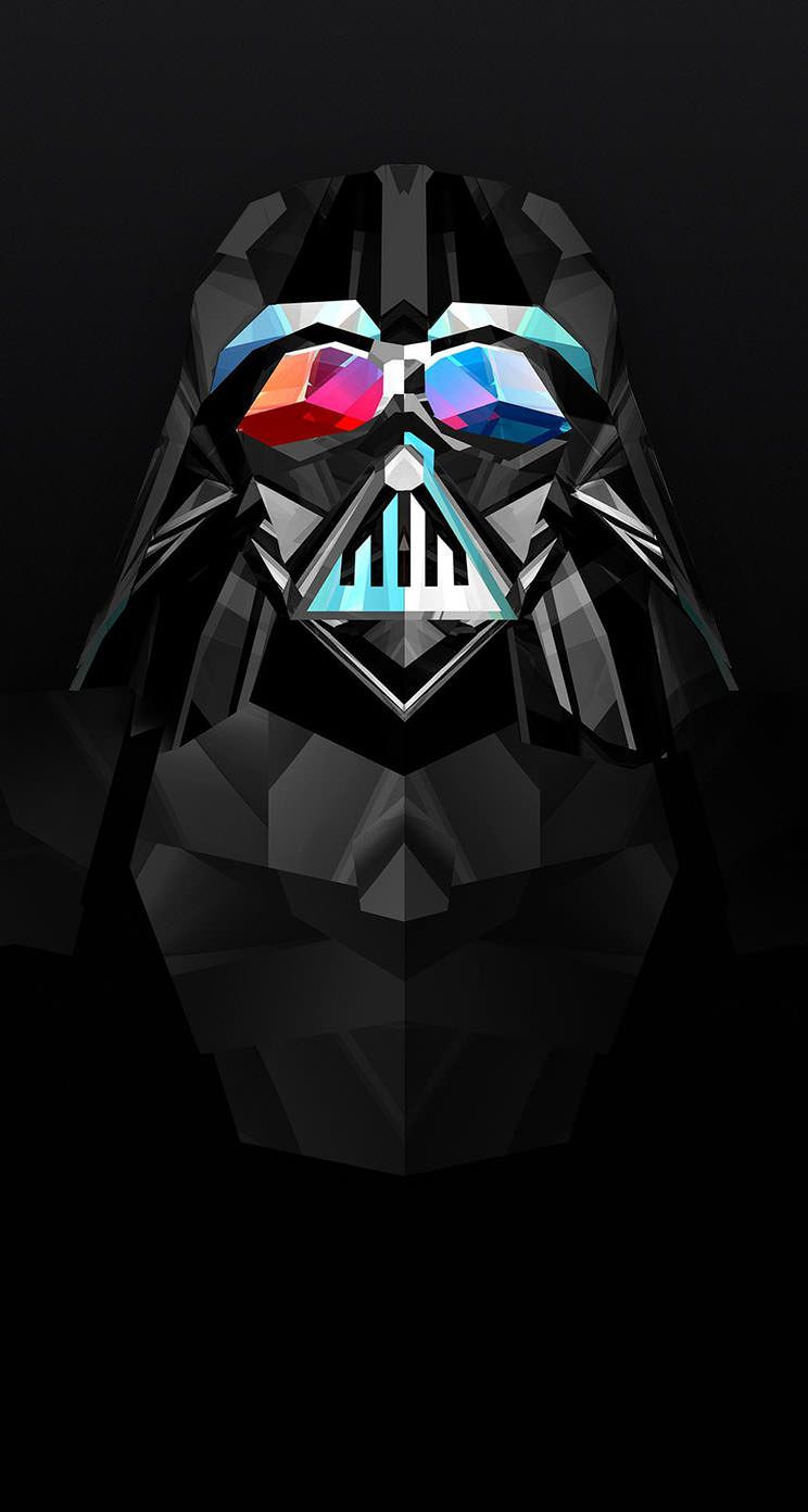 Darth Vader poligonale nero, 744x1392 Full HD Verticale, iPhone Pro Max