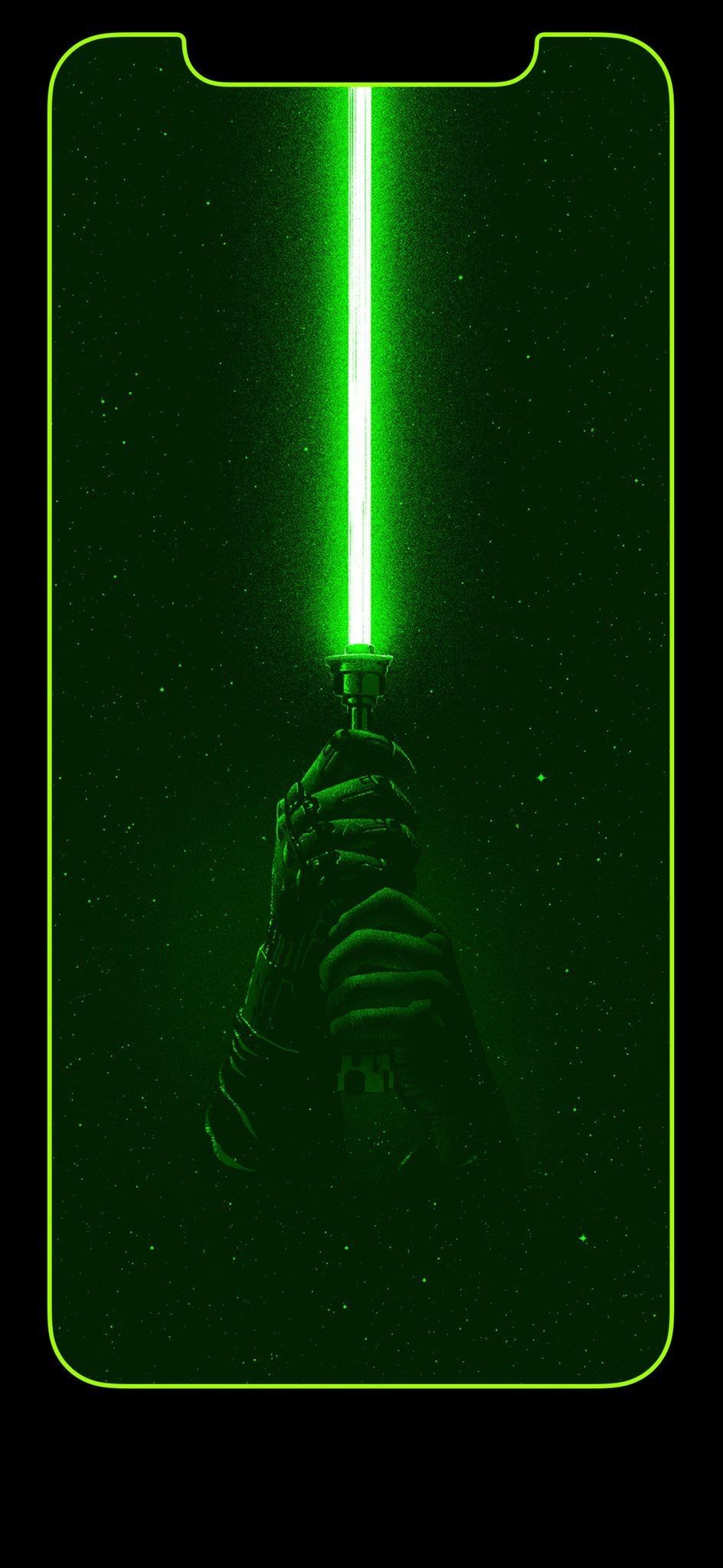 Spada laser verde Star Wars, 944x2048 Verticale, iPhone Air