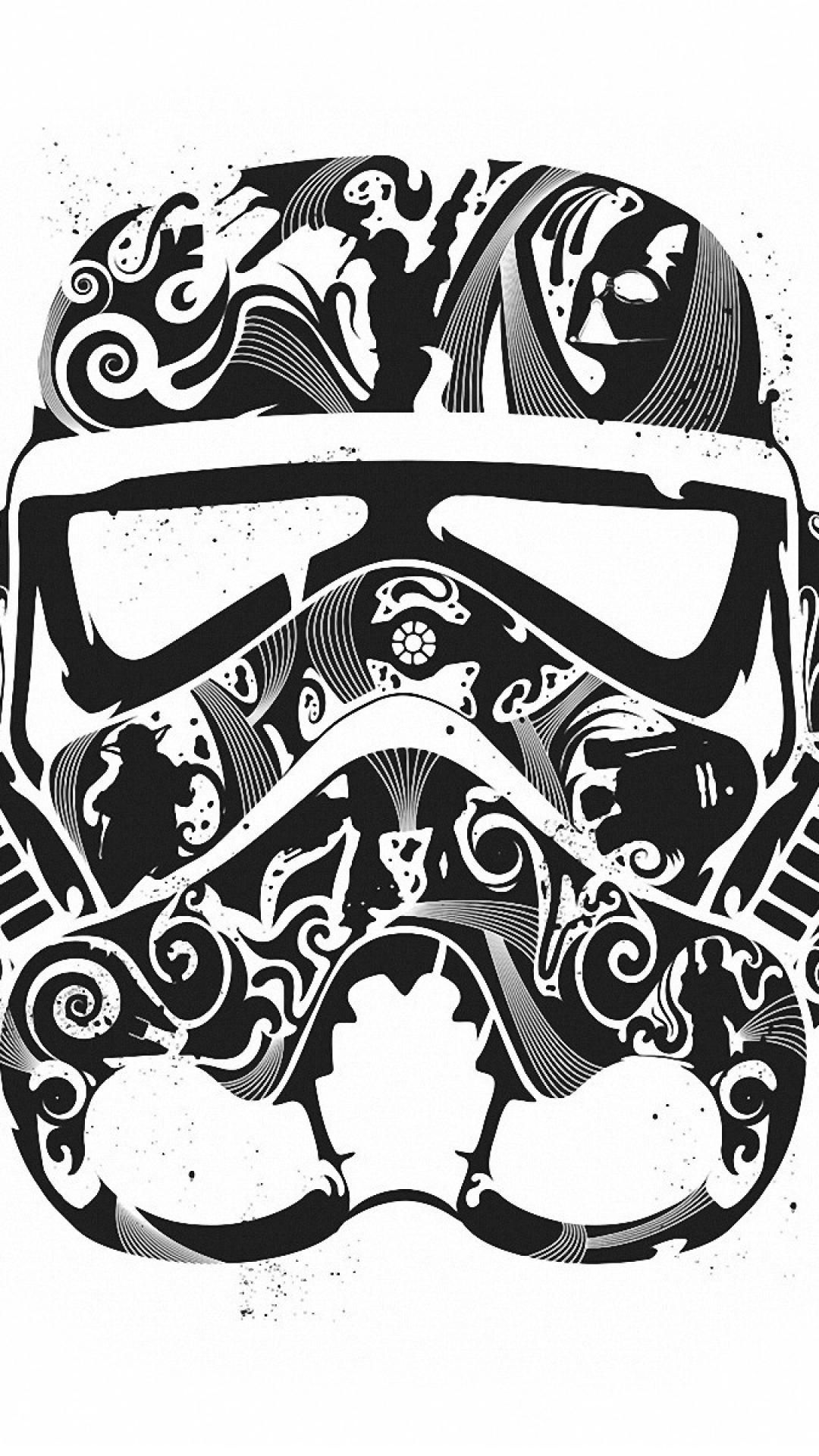 Casco Stormtrooper con motivi decorativi, 1080x1920 Verticale, iPhone