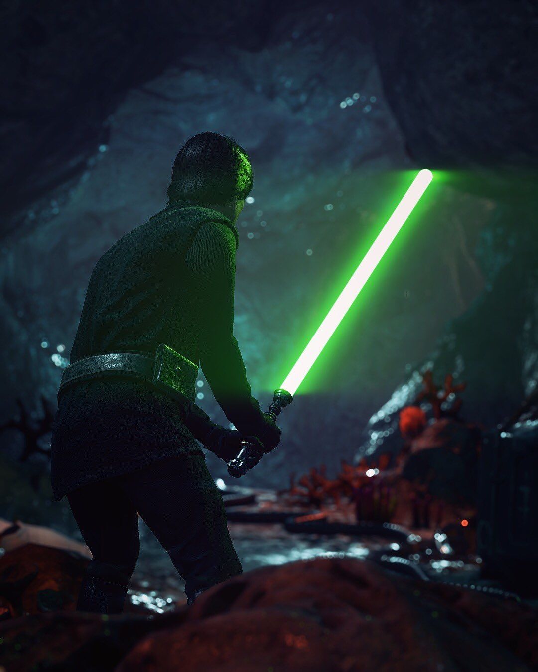 Jedi con spada laser verde, 1080x1350 Full HD Verticale, iPhone Pro