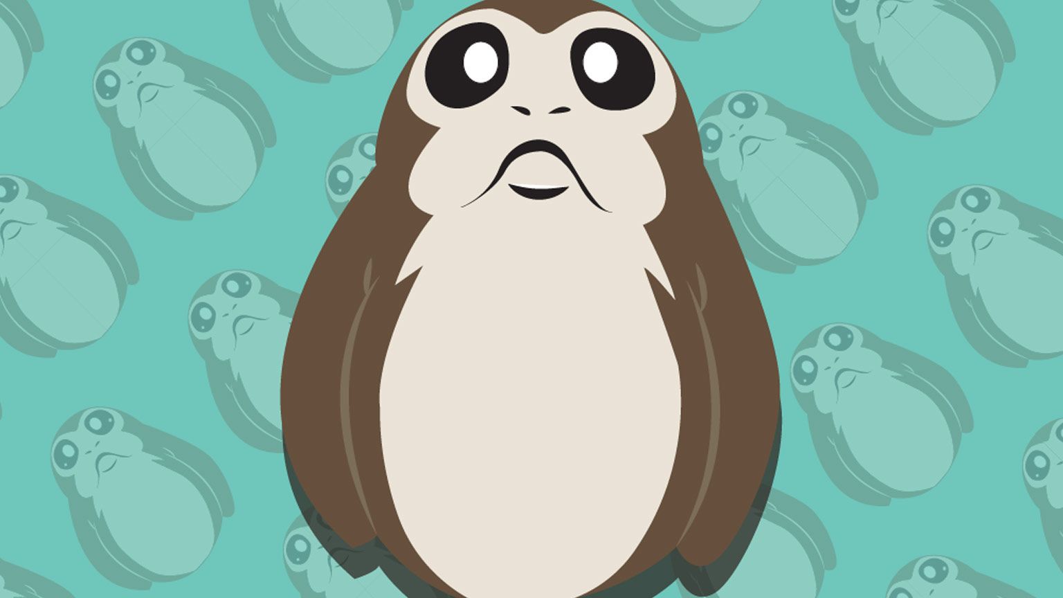 Porg Star Wars sfondo verde, 1536x864 720p, Laptop