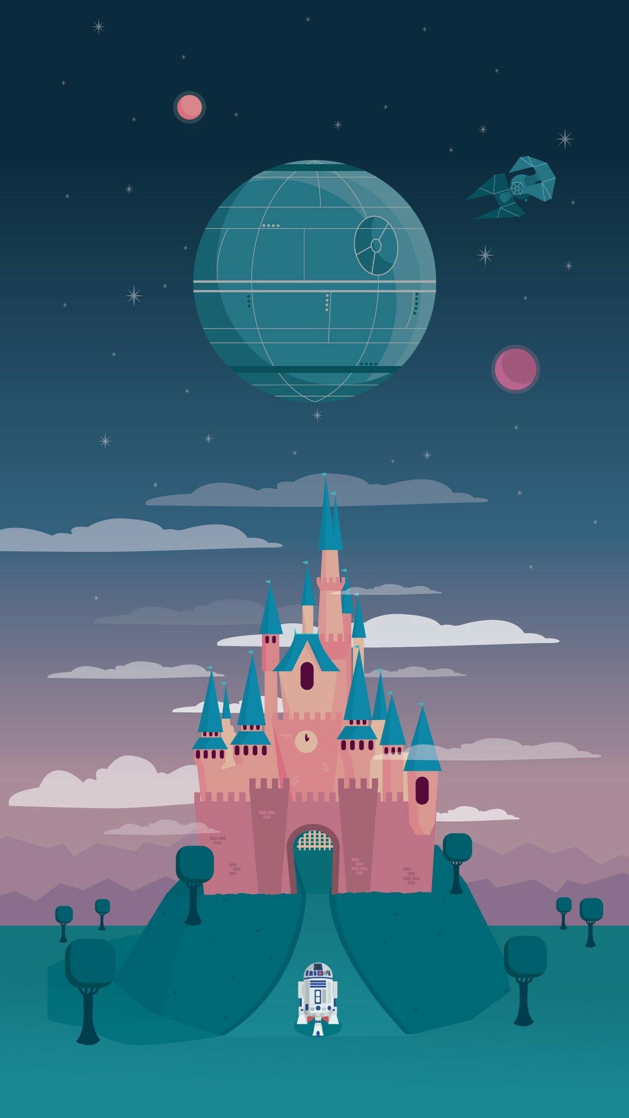 Castello Disney con Morte Nera, classici d'animazione, 1242x2208 Verticale, iPhone Plus