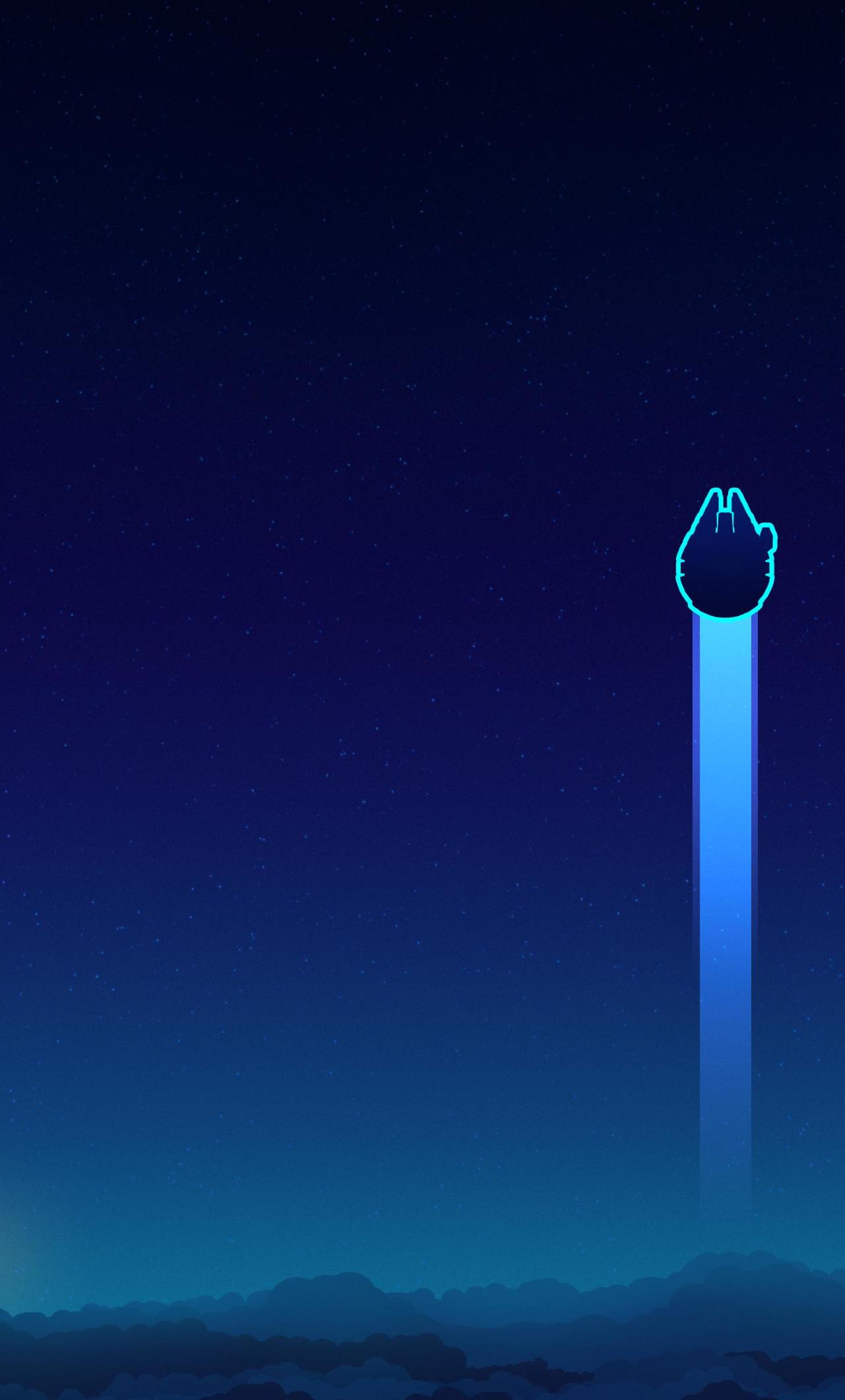 Millennium Falcon minimalista blu, 1280x2120 Verticale, iPhone