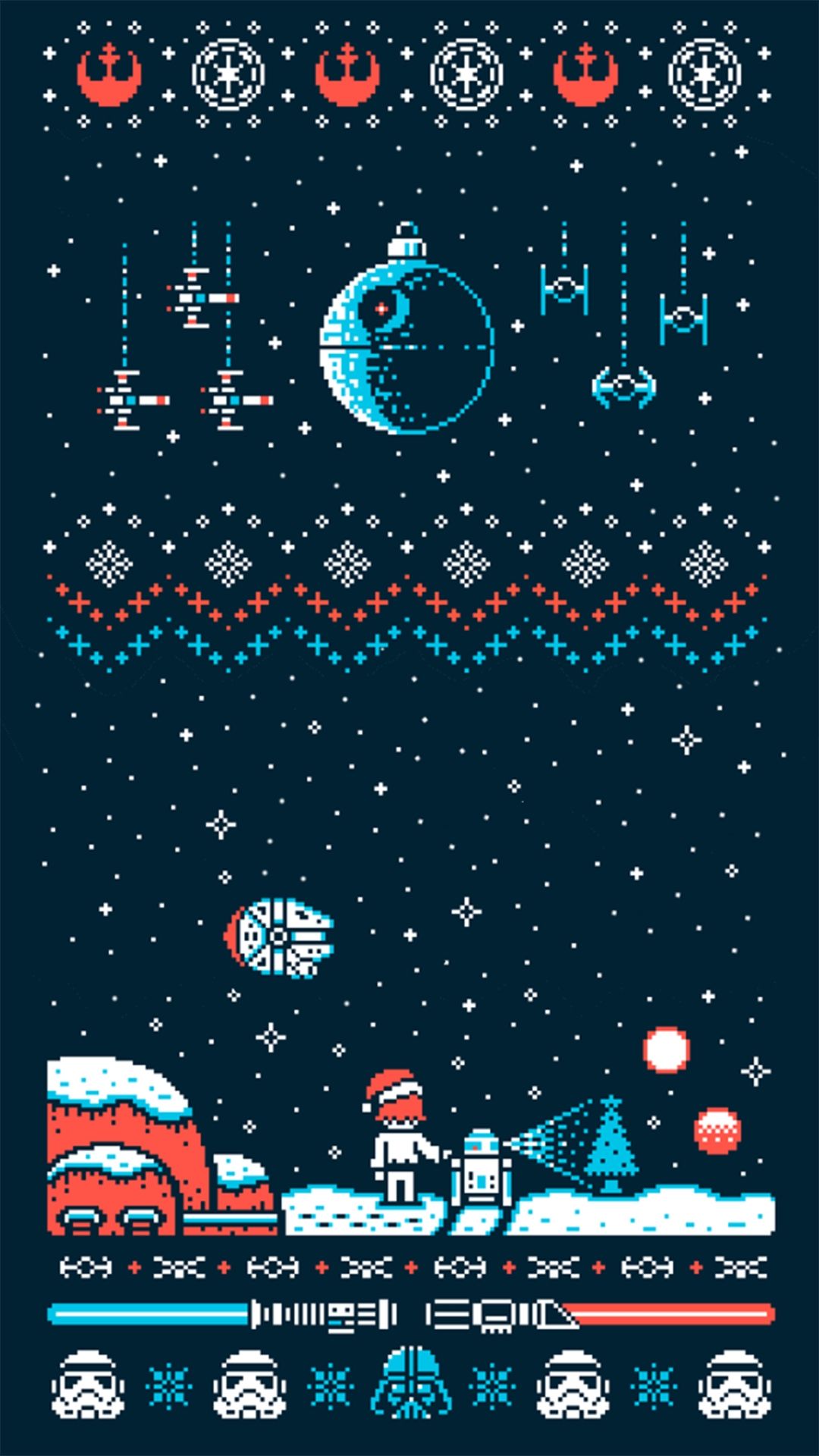 Maglione natalizio Star Wars pixel, Jedi, 1080x1920 Full HD Verticale, iPhone Pro Max