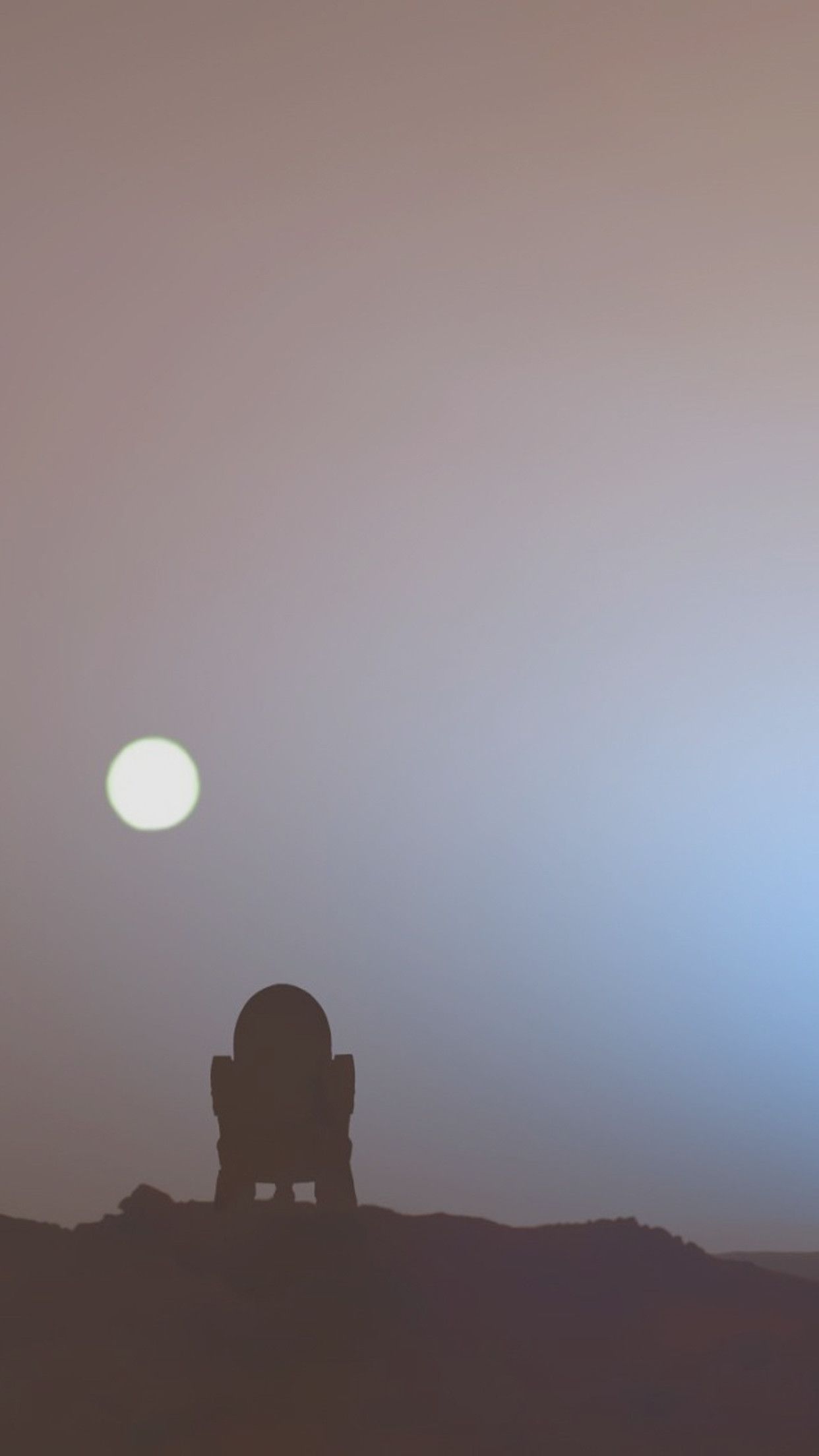 R2-D2 silhouette tramonto Tatooine, 1242x2208 Full HD Verticale, iPhone