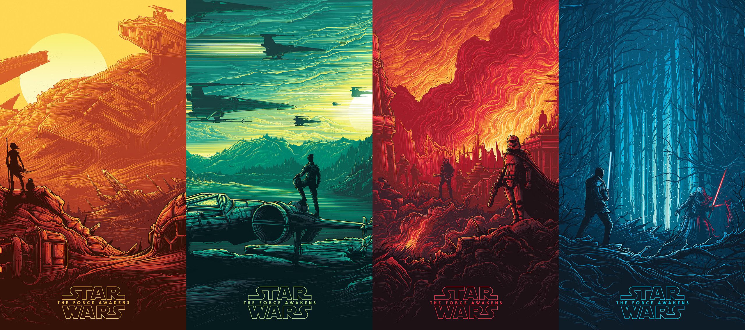Poster Star Wars quattro pannelli, 2560x1136 Panoramico, Dual Screen